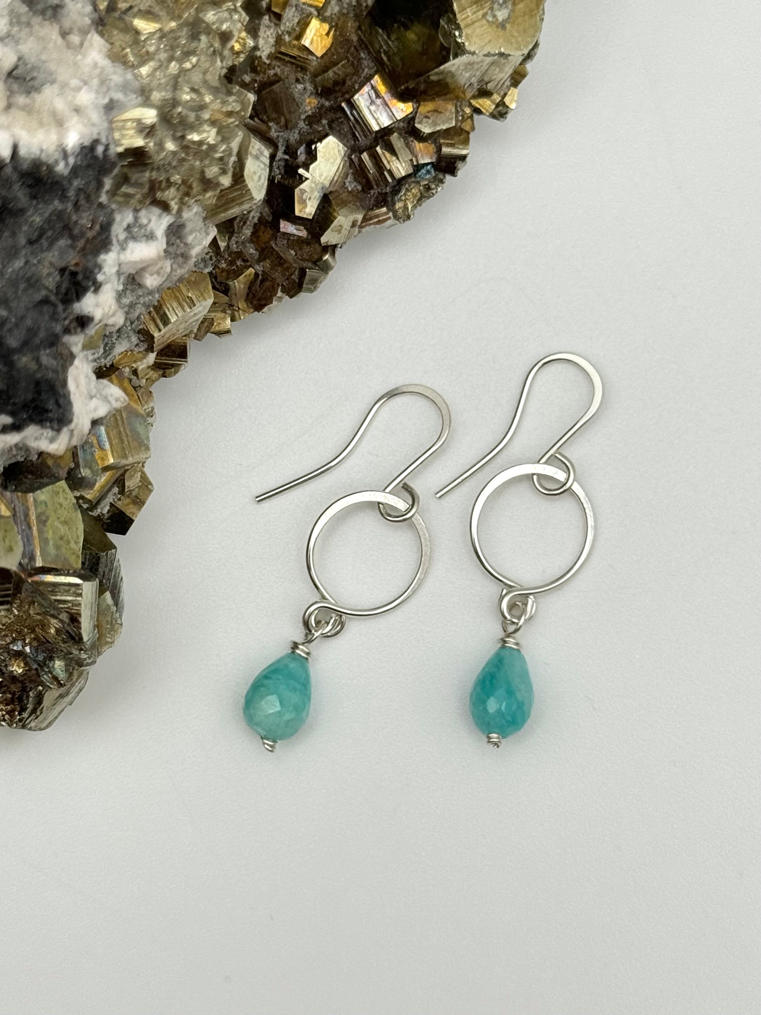 •DROPLET• amazonite + silver dangle earrings