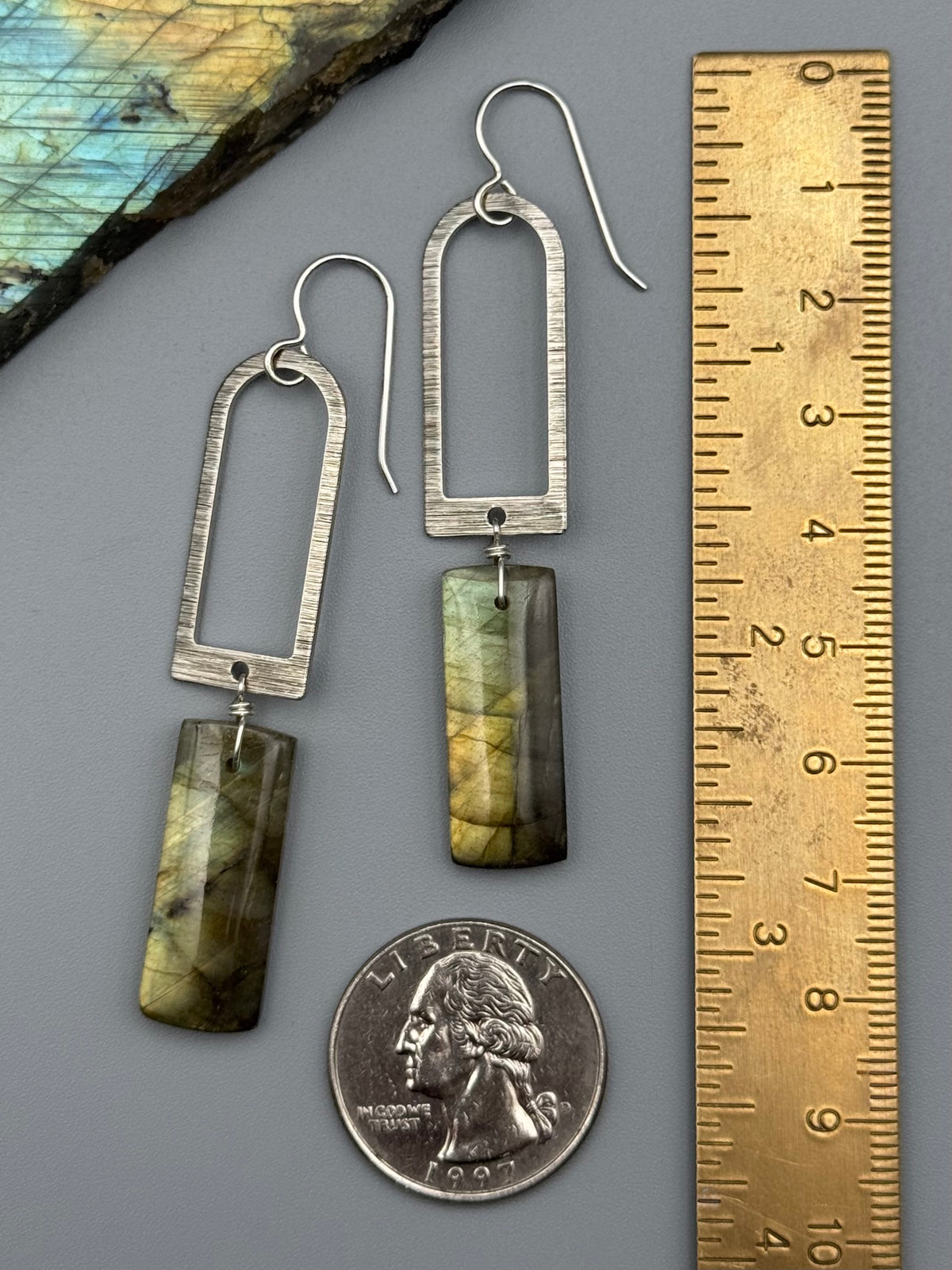 •PORTAL• golden labradorite + silver earrings