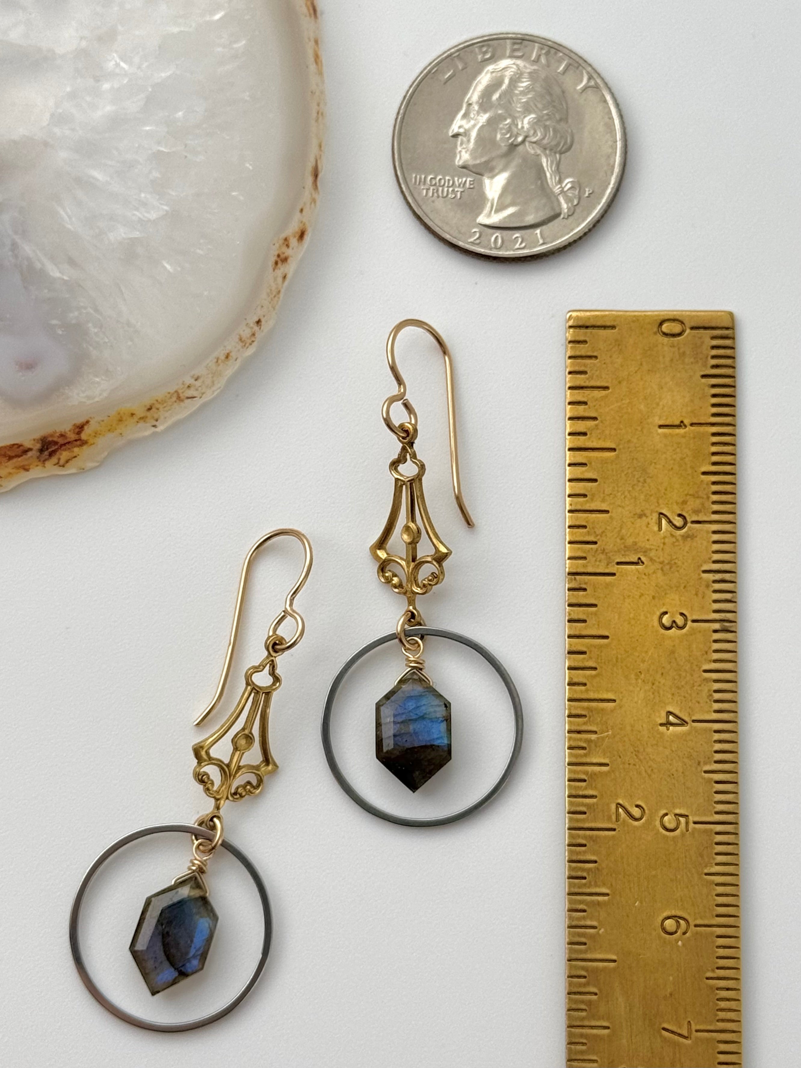 •VIOLA• labradorite + mixed metal dangle earrings