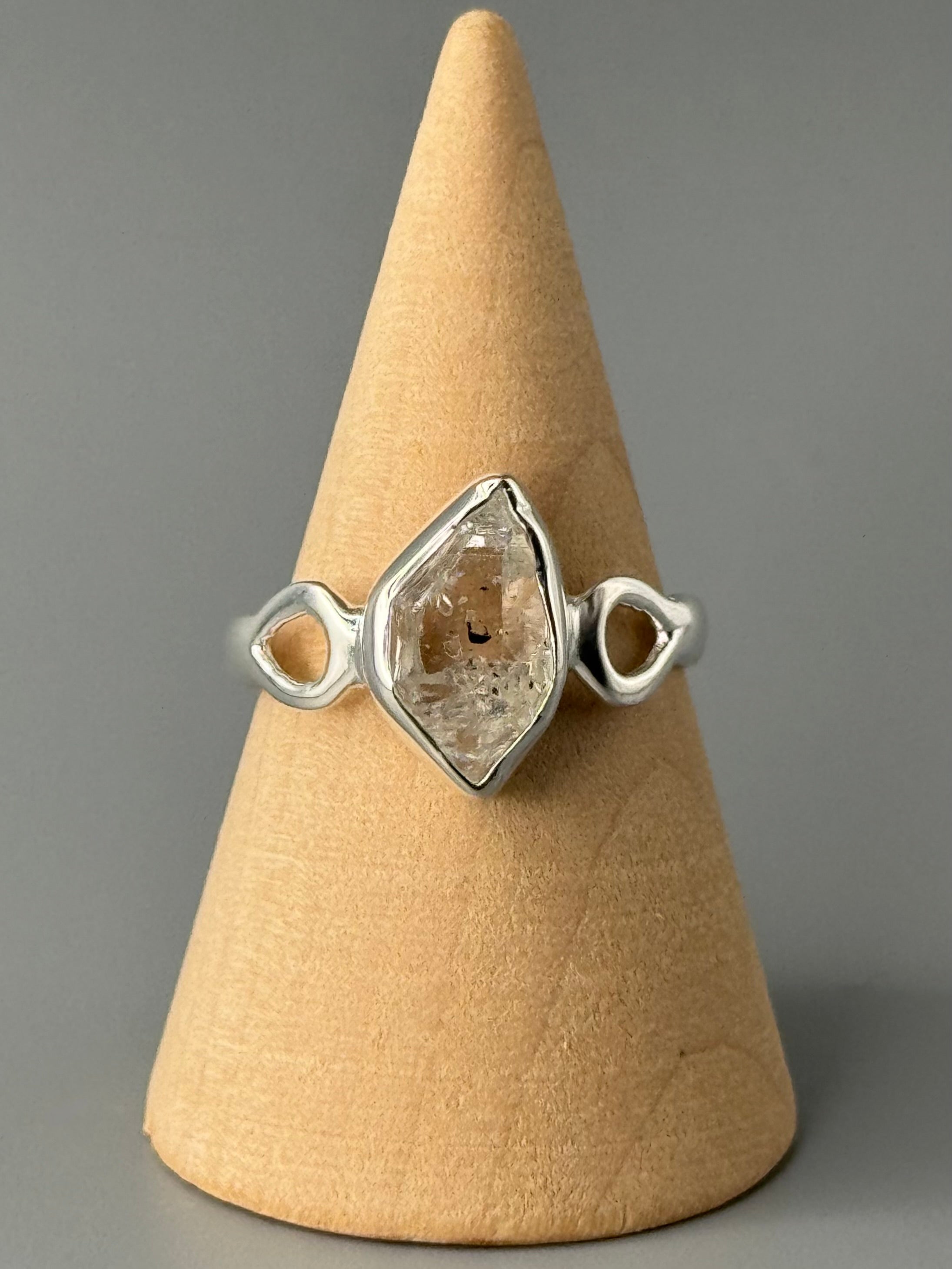 •HERKIMER DIAMOND - DROPLETS• silver ring (various sizes)