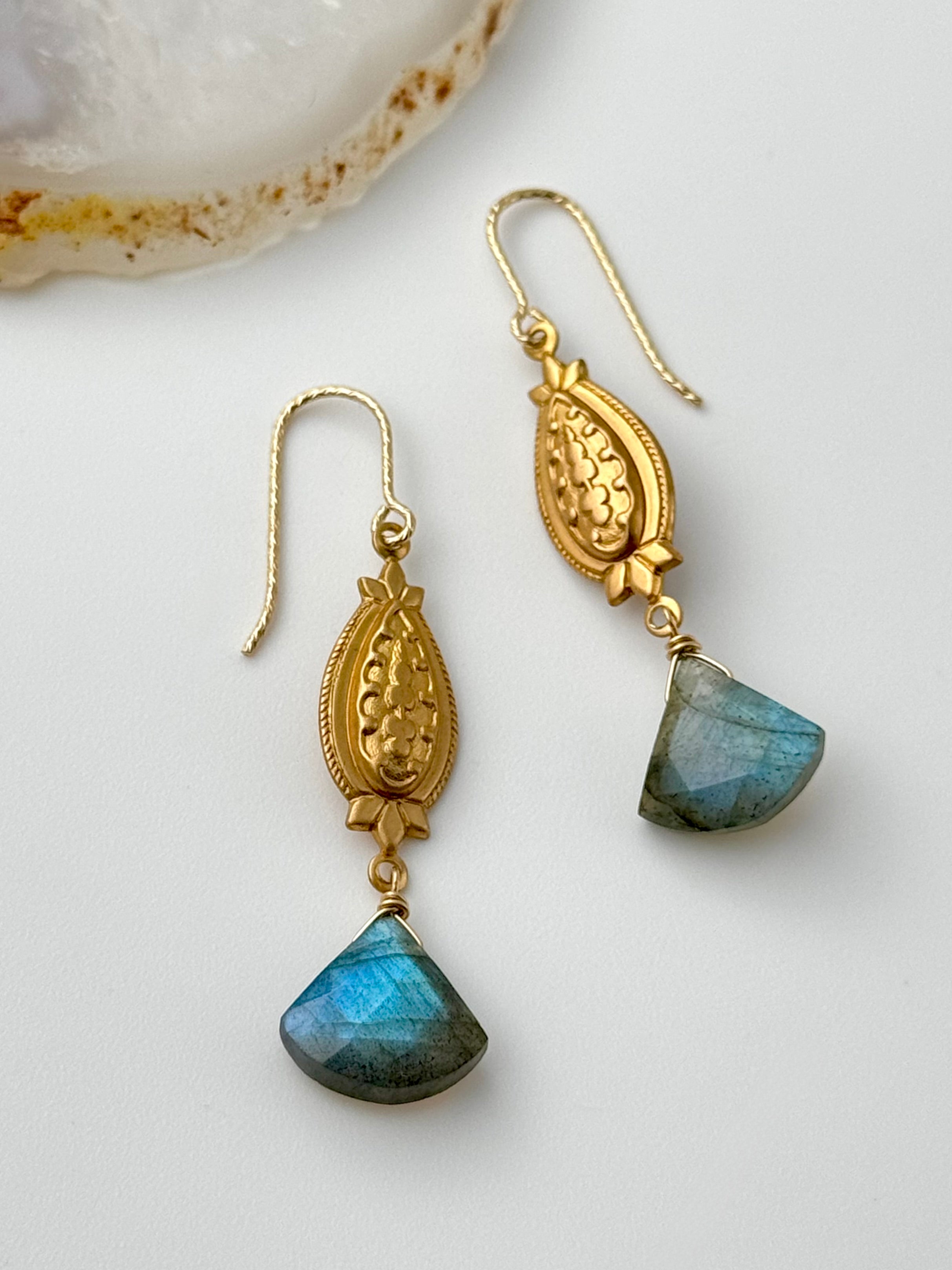 •CONTESSA• labradorite + gold dangle earrings