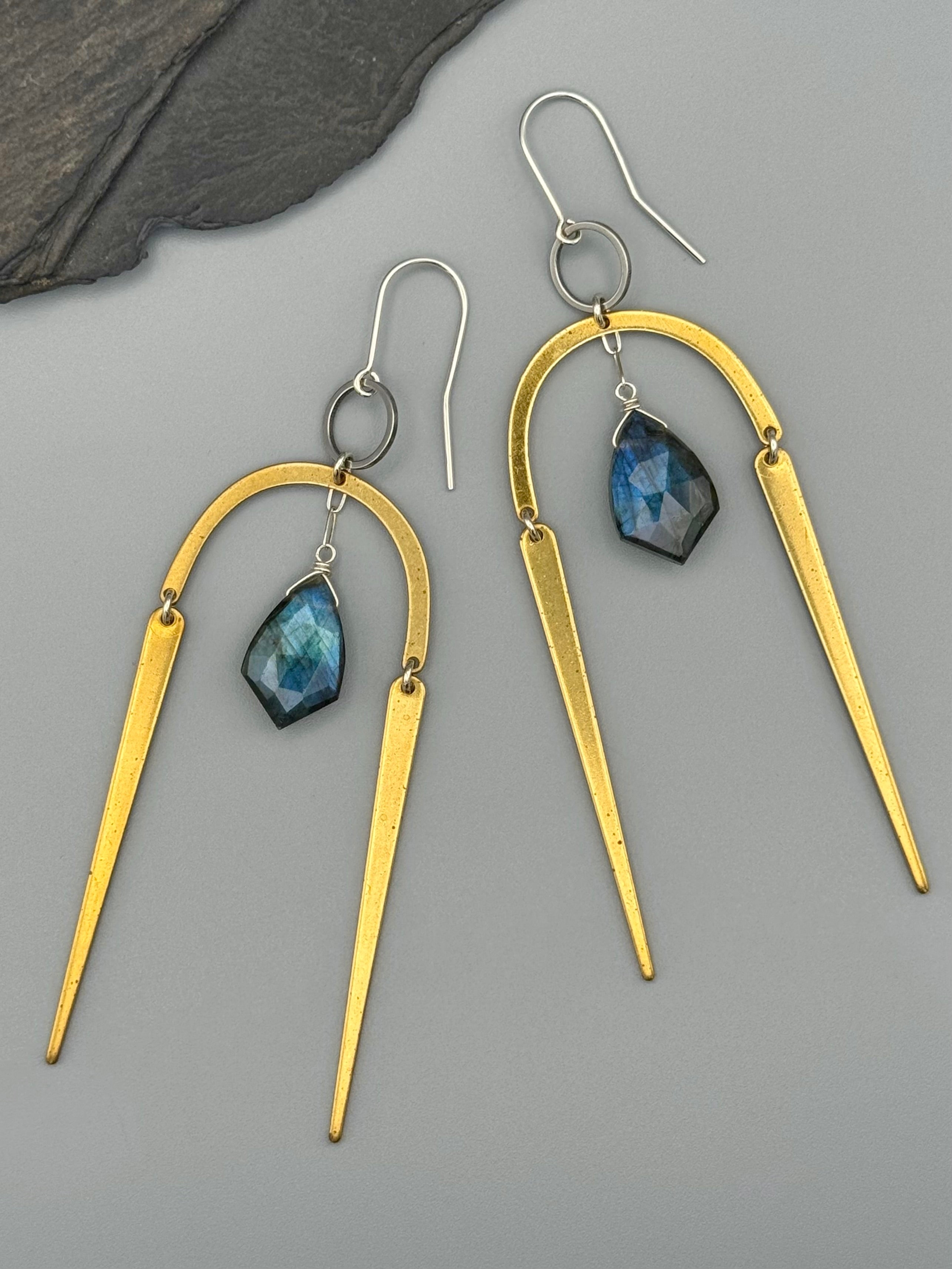 •RAIN OR SHINE• labradorite + mixed metal earrings
