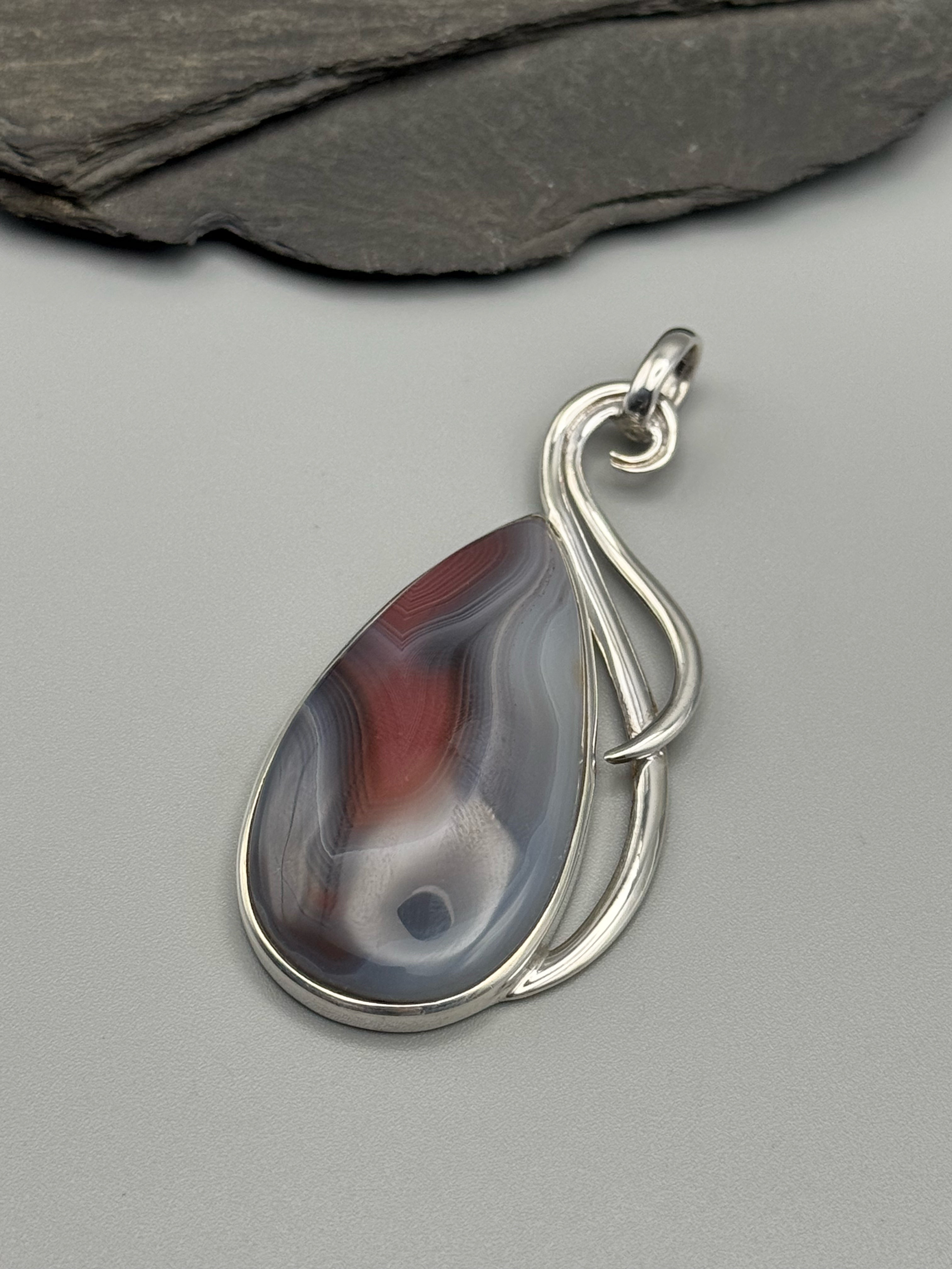 •BOTSWANA AGATE - FLOURISH• sterling silver pendant