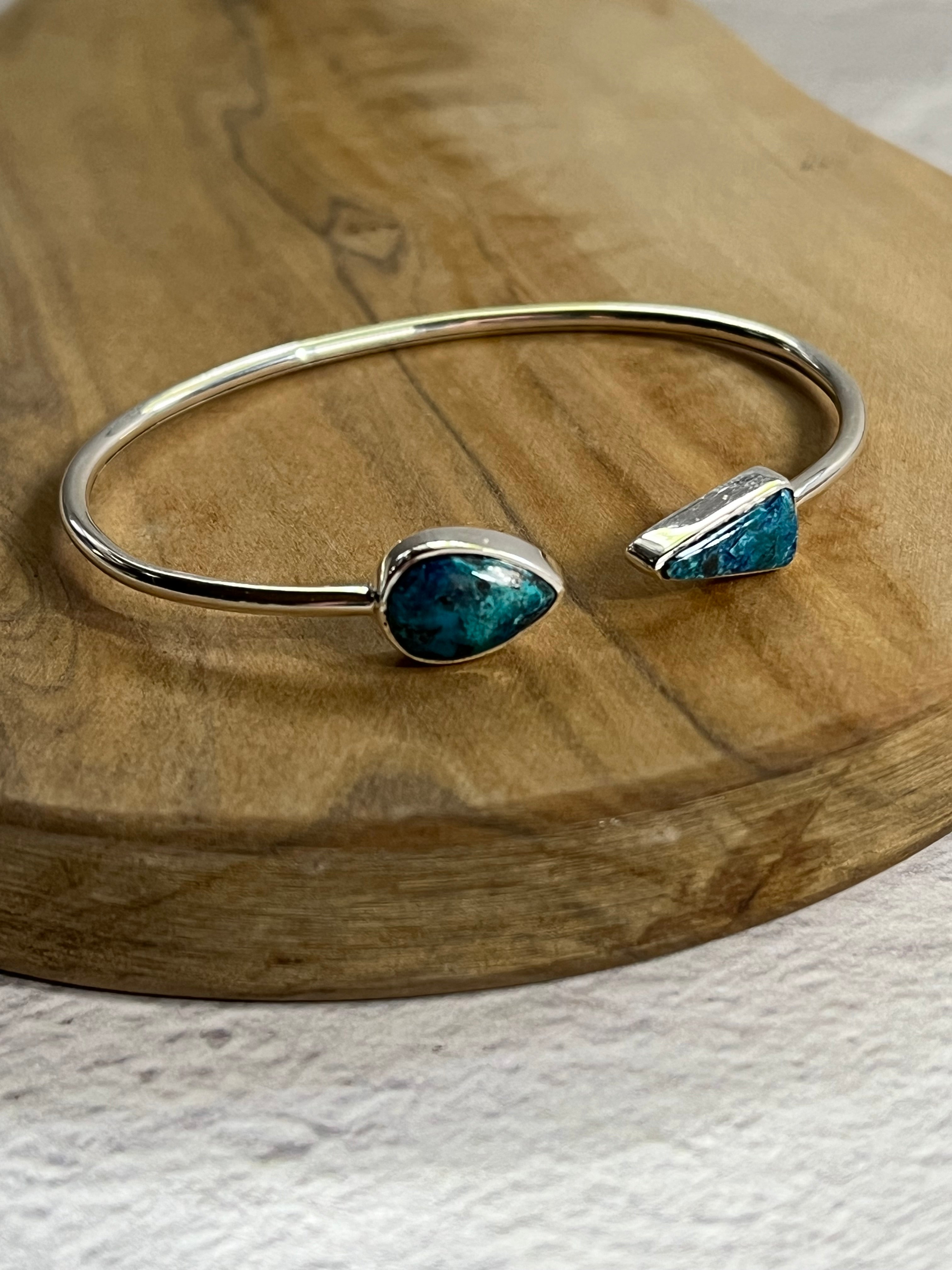 •TEAR + FANG• shattuckite + silver twist-on cuff bracelet