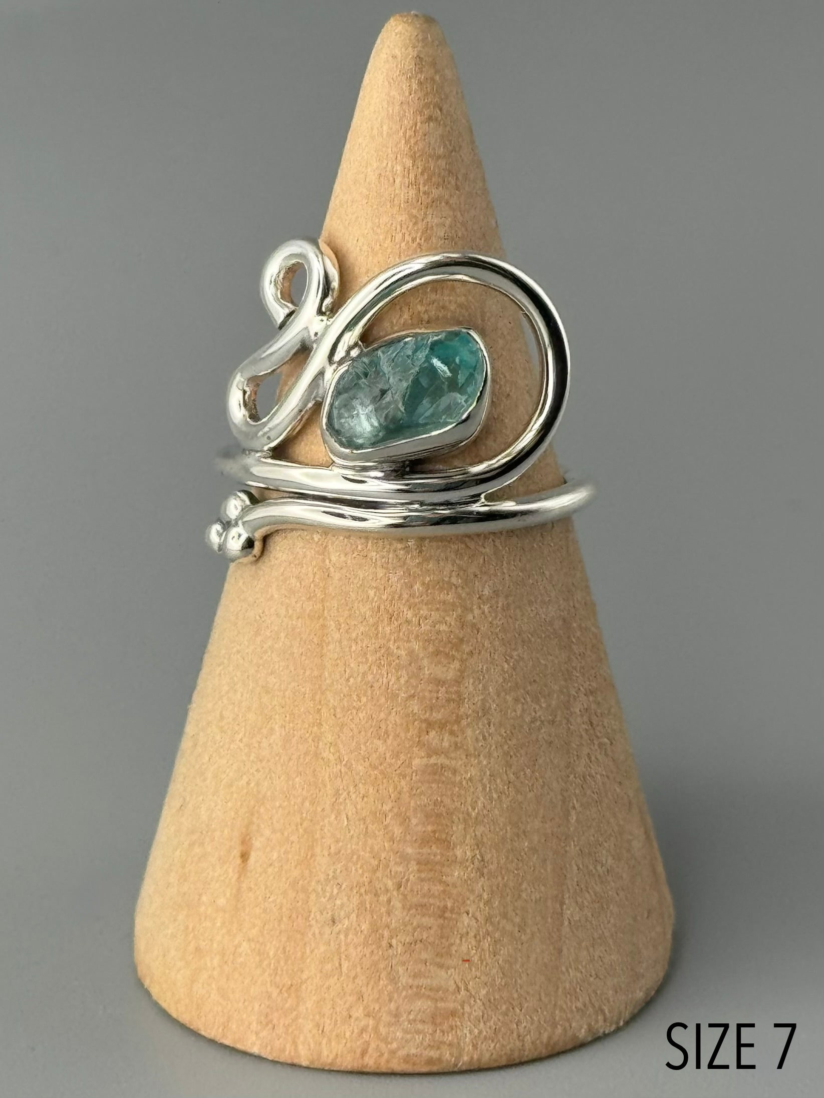 •BLUE APATITE - WHIRLWIND• sterling silver ring (various sizes)