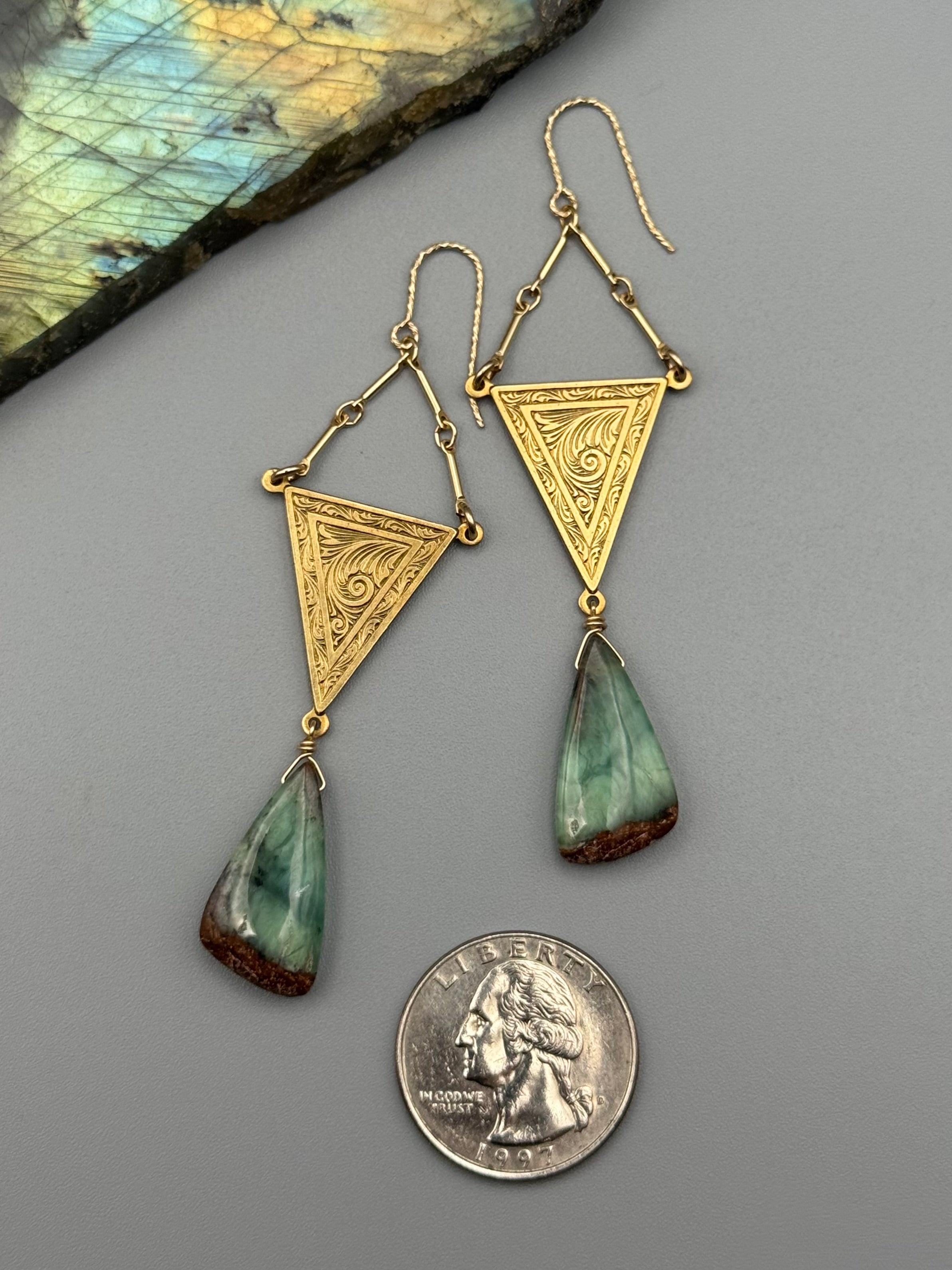 •LAVINIA• chrysoprase wing + gold earrings