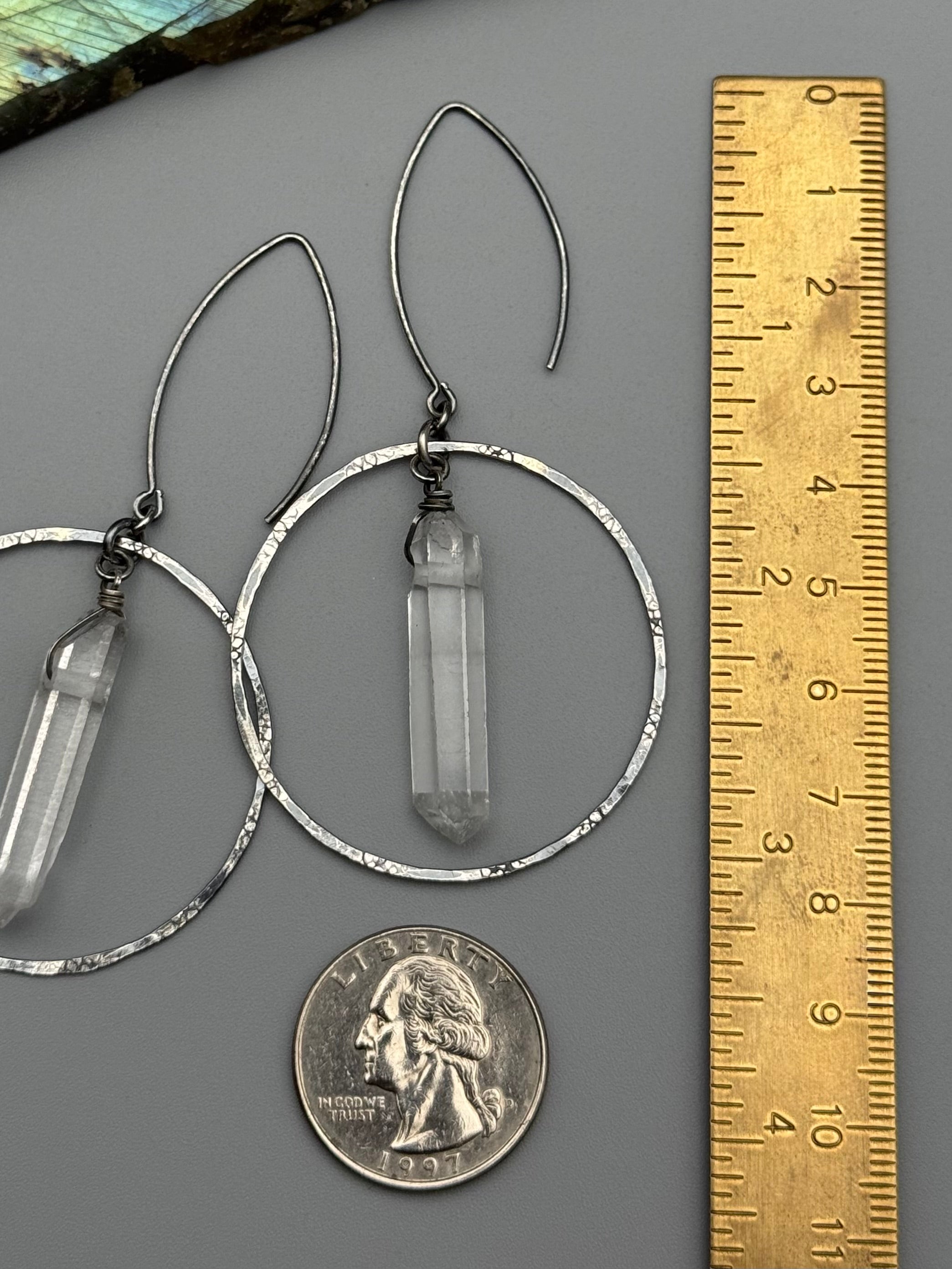 •LUNA• raw quartz point + silver earrings