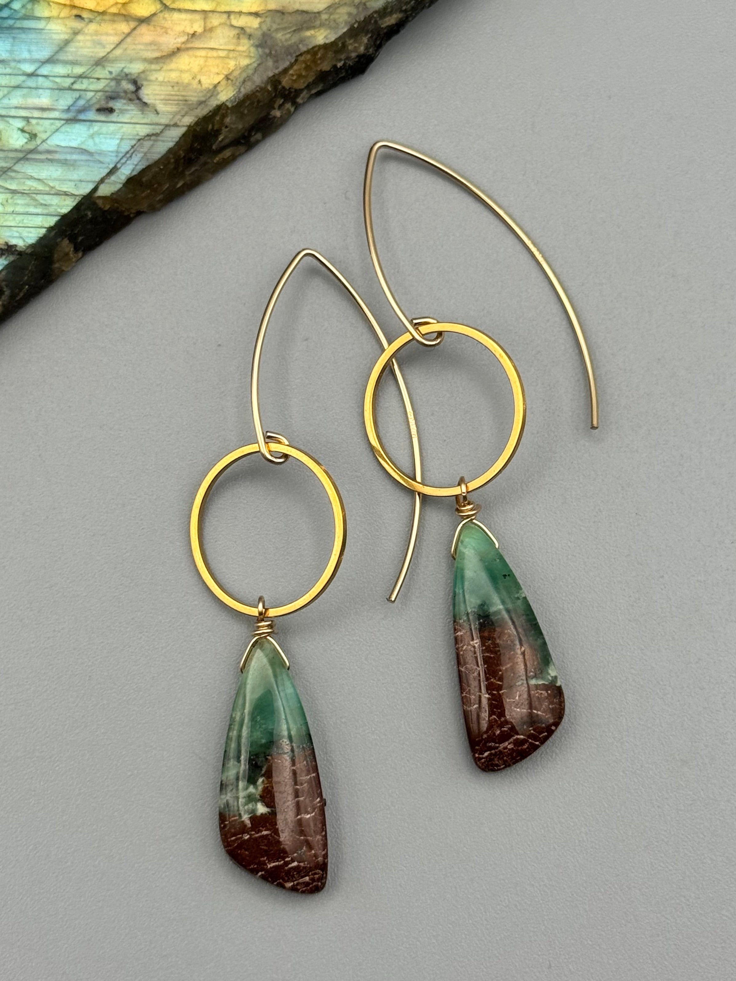 •LUNA• chrysoprase + gold earrings