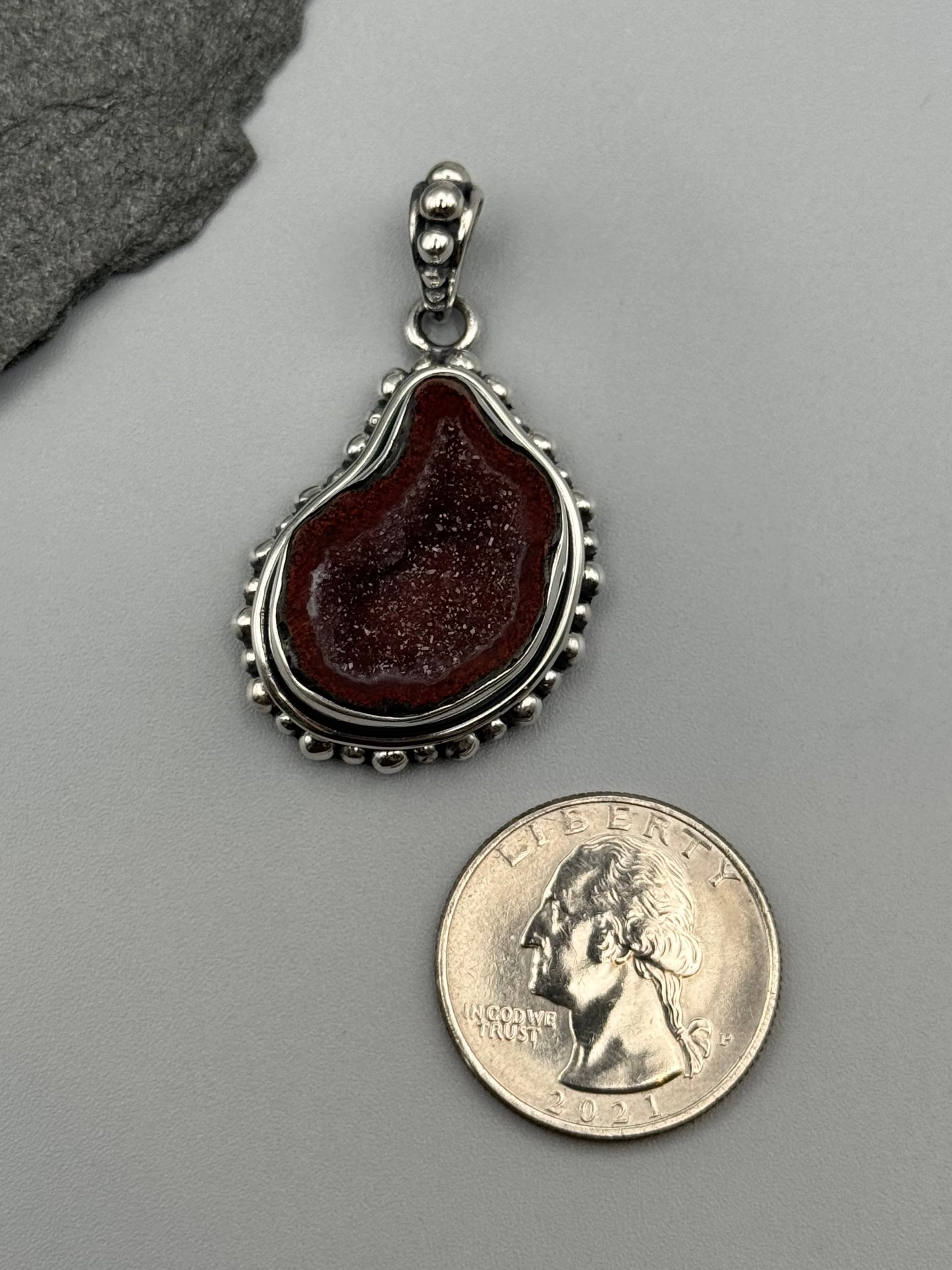 •COCONUT DRUZY - DOTTED FREEFORM 3• sterling silver pendant