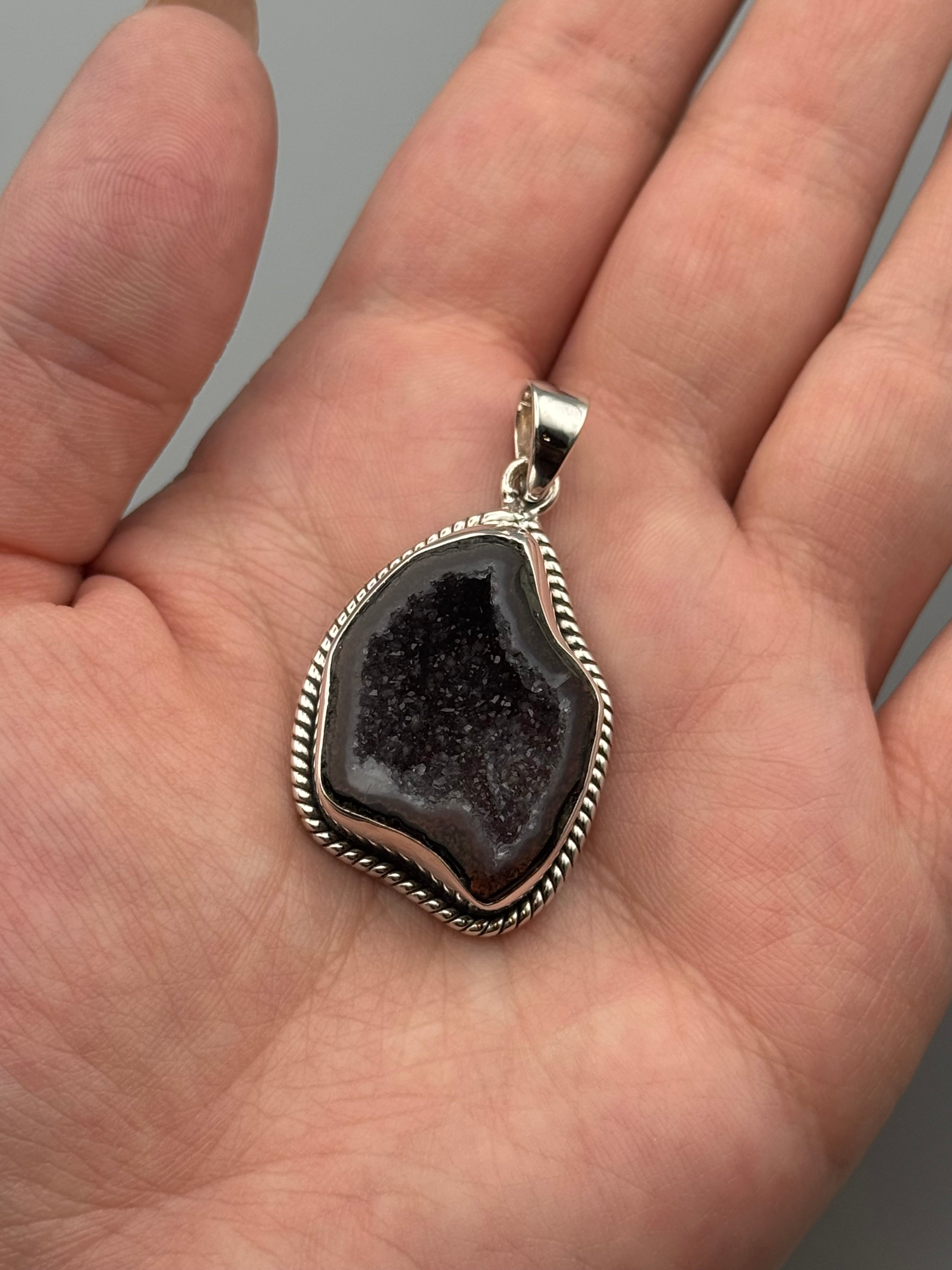 •COCONUT DRUZY - TWINE• sterling silver pendant