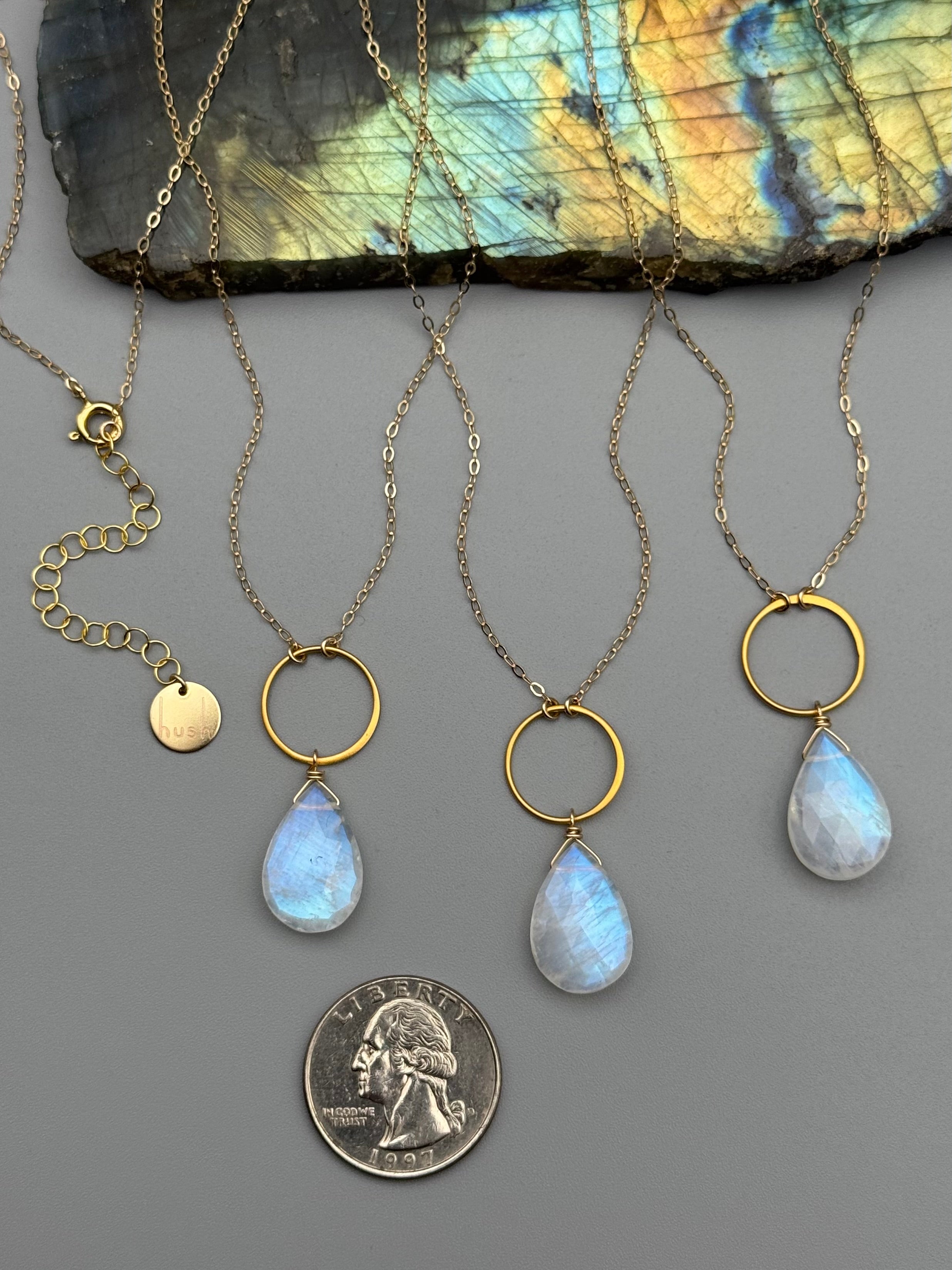 •LUNA• rainbow moonstone + gold necklace (various lengths)