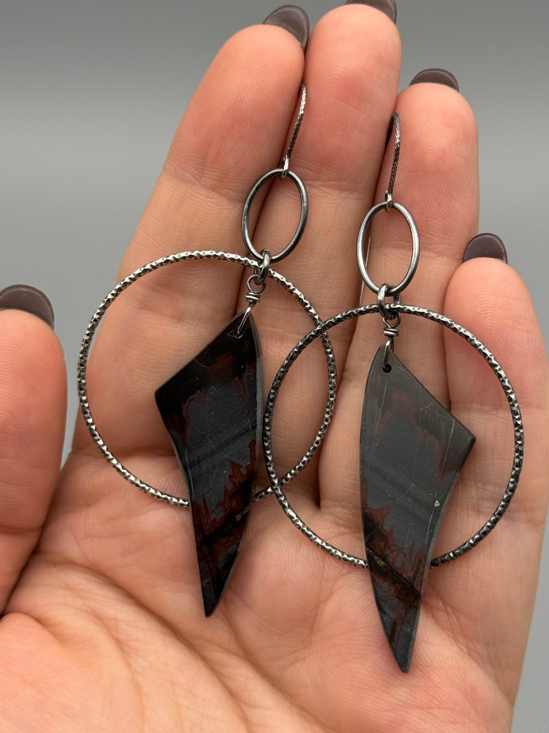 •EQUA-ORBIT• red creek jasper wing + silver earrings