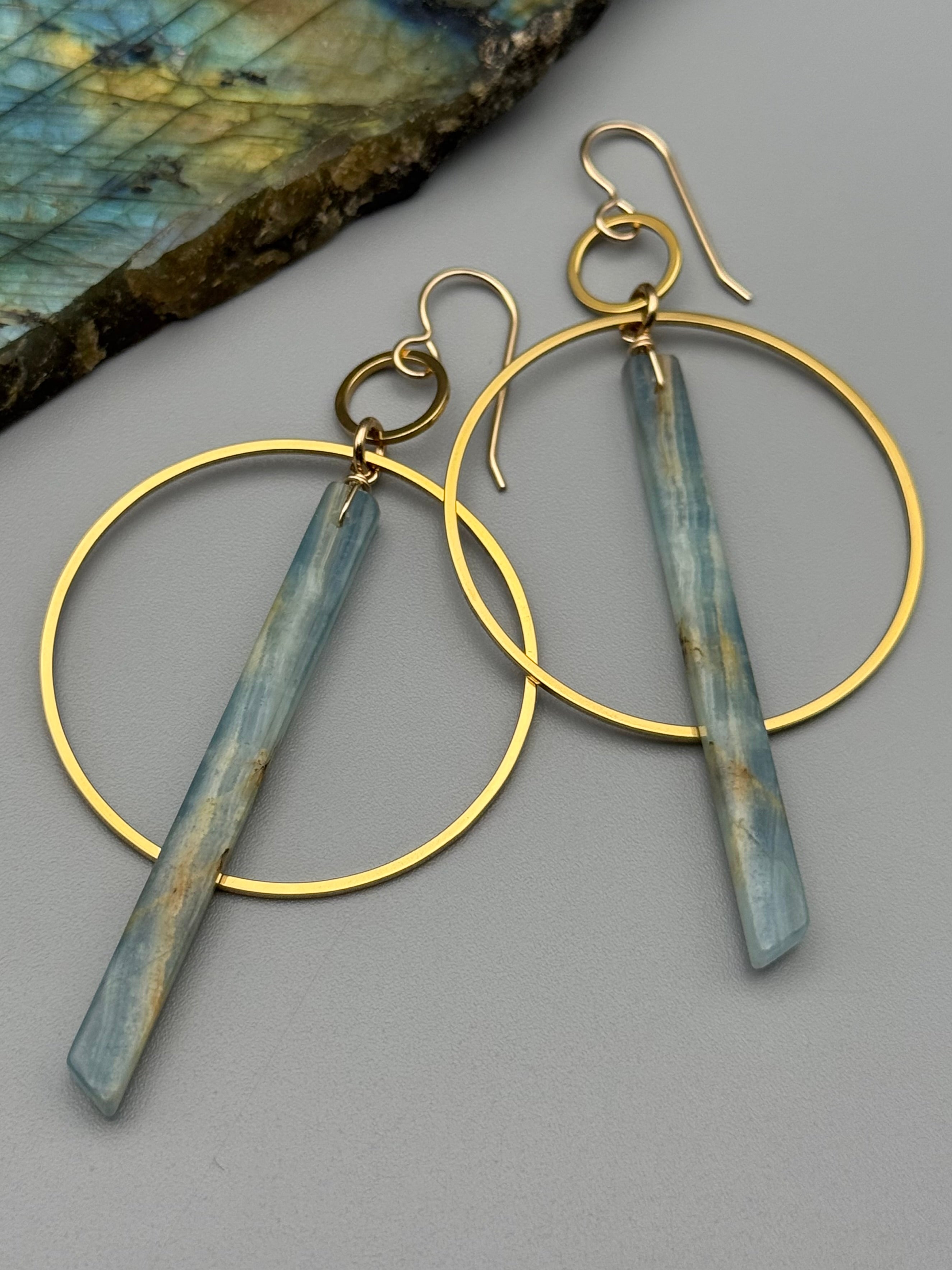 •EQUA ORBIT• blue calcite + gold earrings