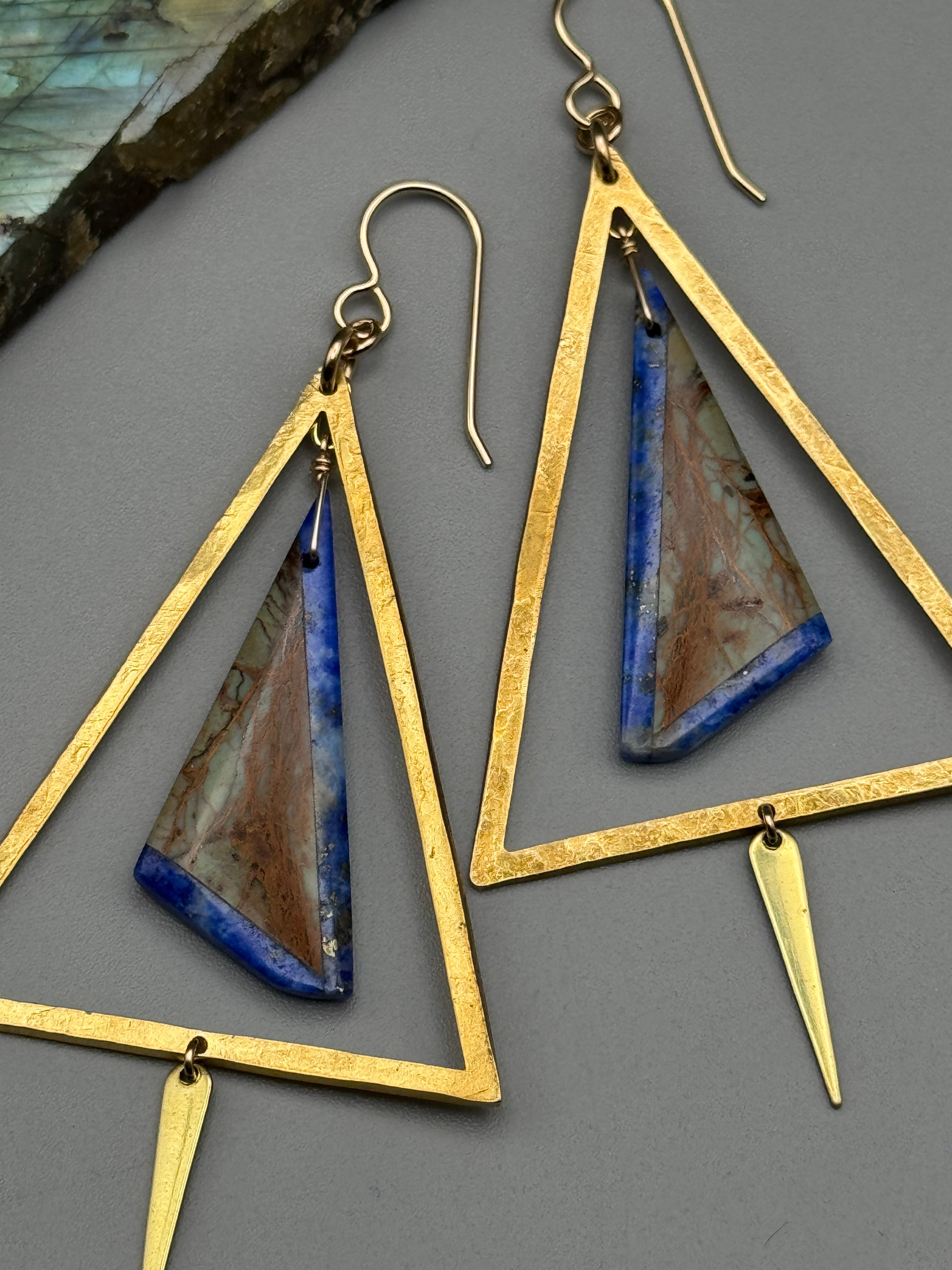 •YIELDING• intarsia + gold earrings