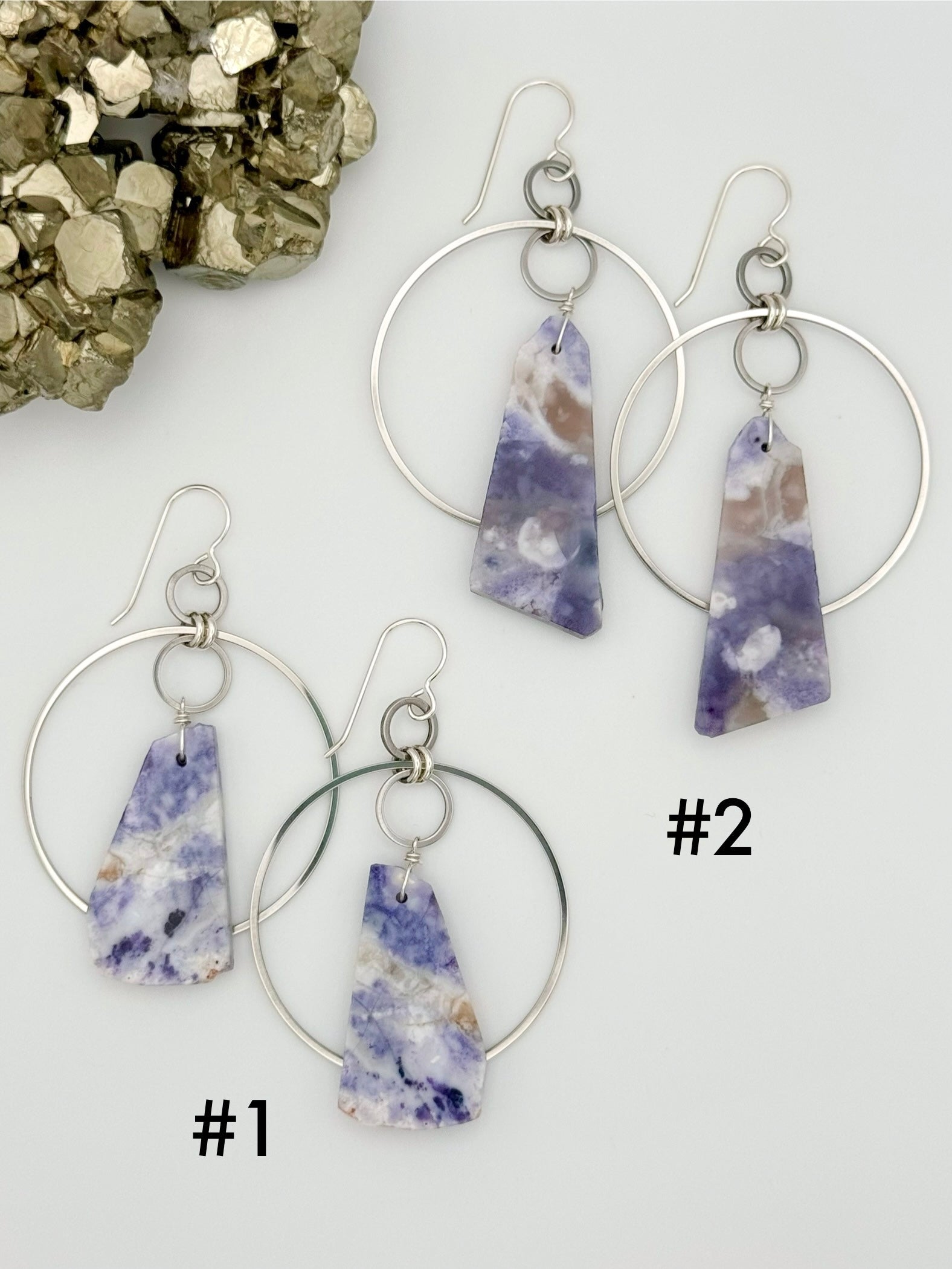 •EQUA-ORBIT• purple opal + silver dangle earrings