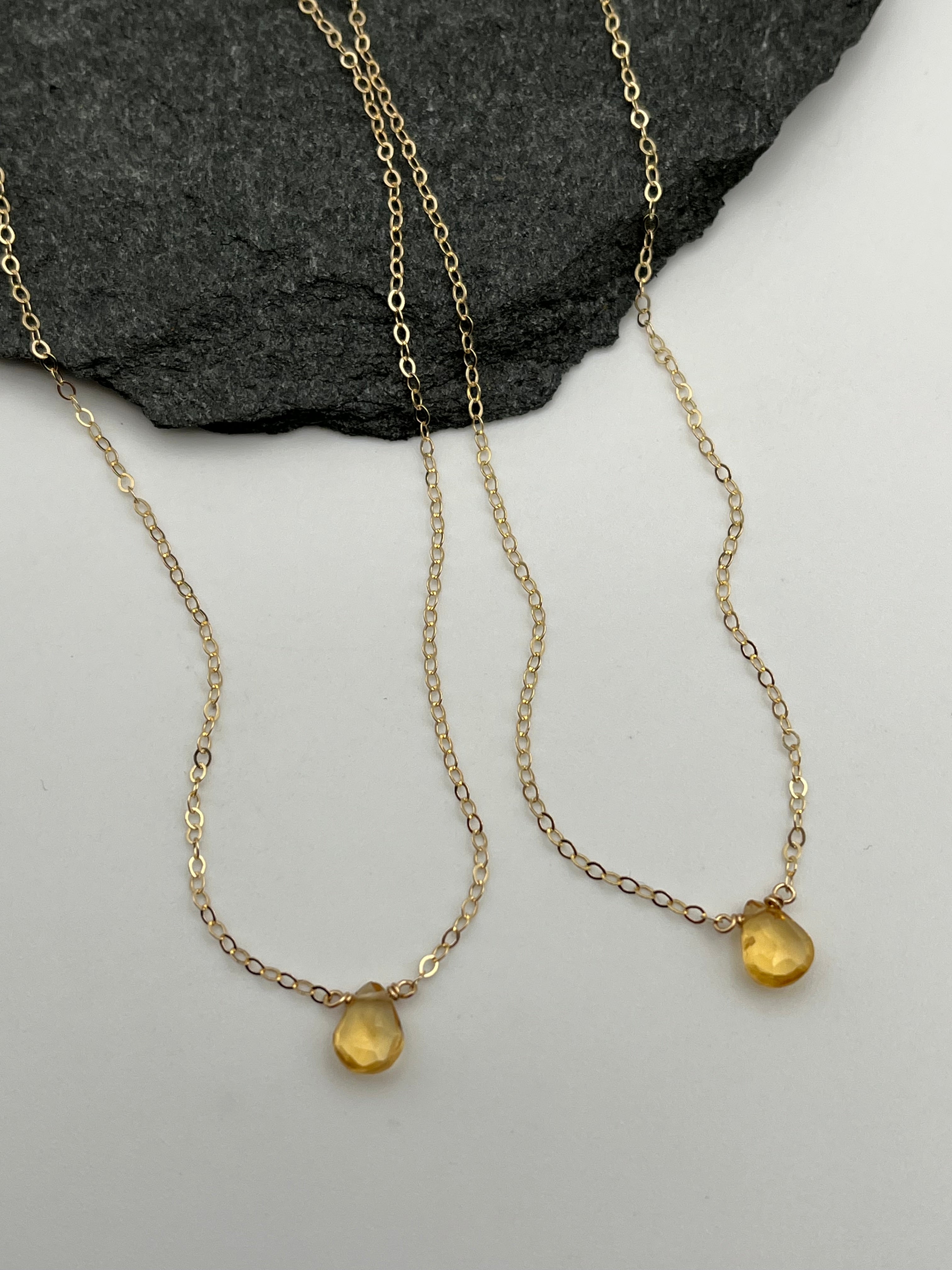 •STRAY• faceted citrine teardrop + gold necklace (various lengths)