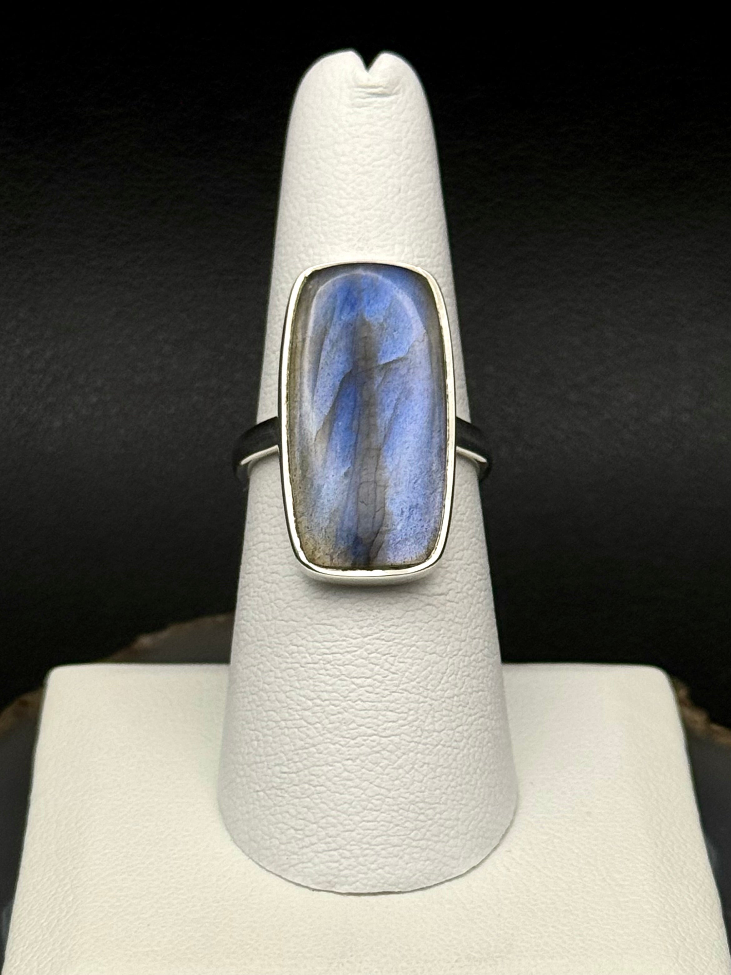 •LABRADORITE - LARGER SOFT RECTANGLE• silver ring (size 7.5)