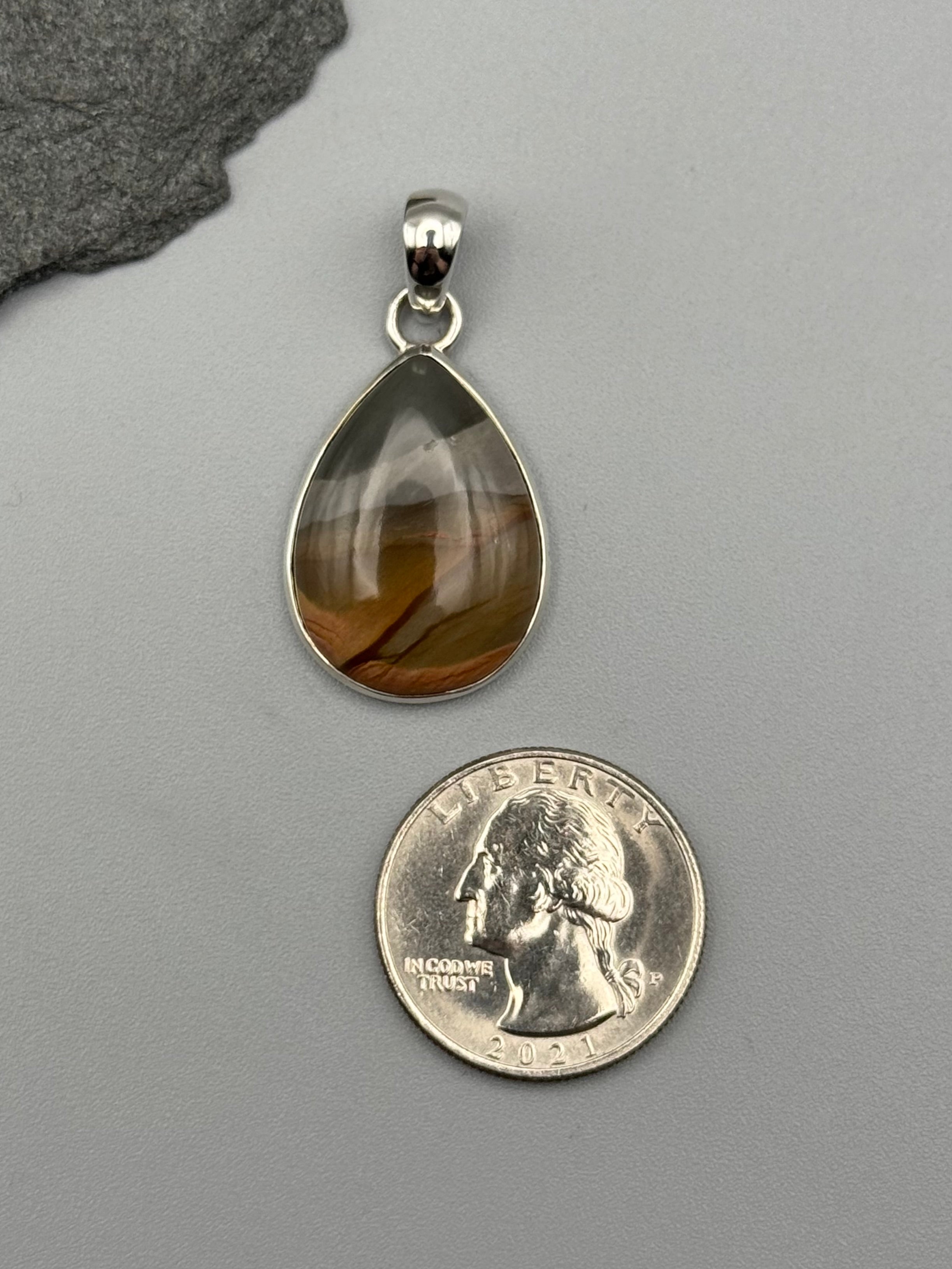 •POLYCHROME JASPER - TEAR• sterling silver pendant