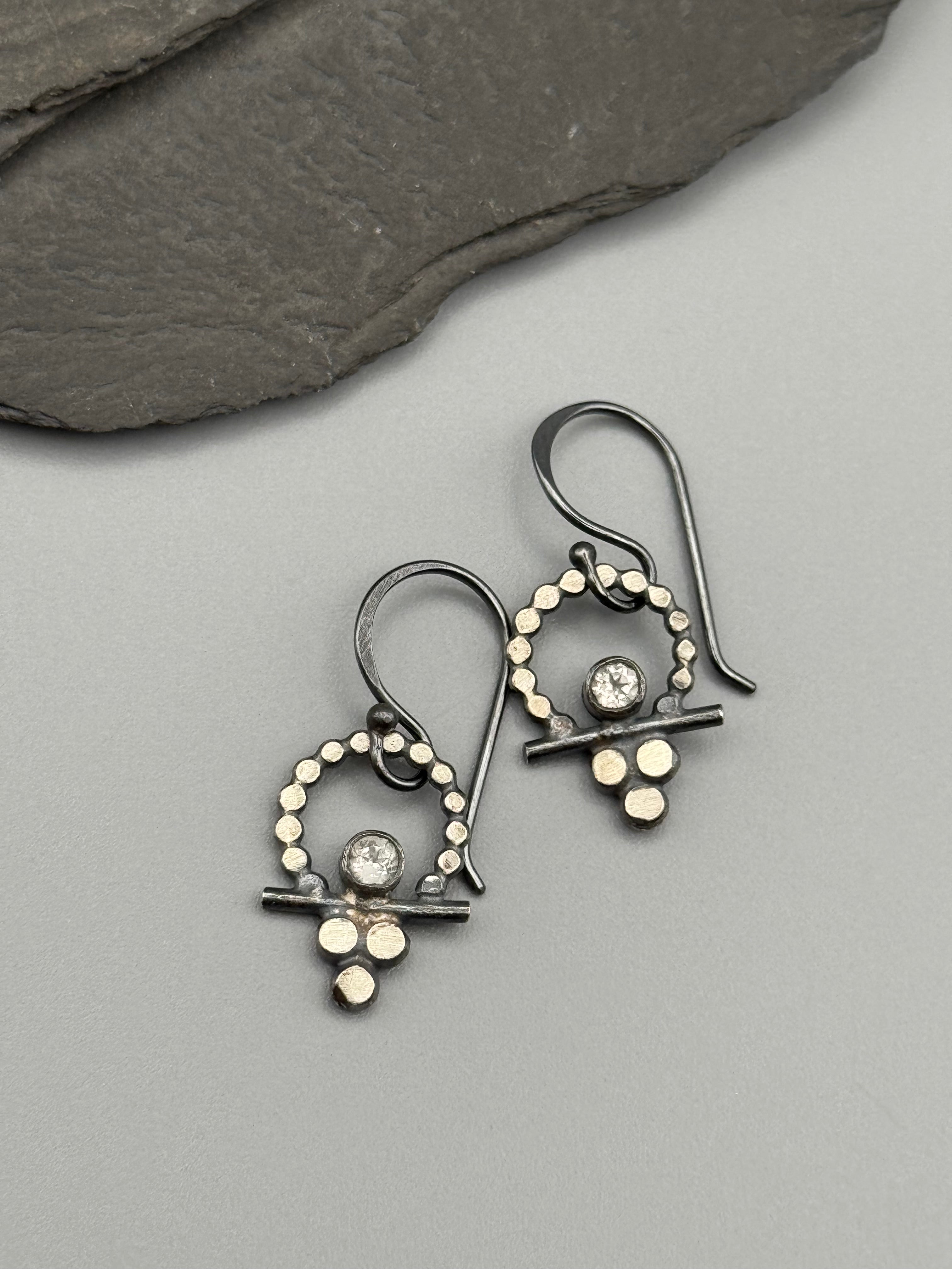 •BALANCE• white topaz + silver dangle earrings