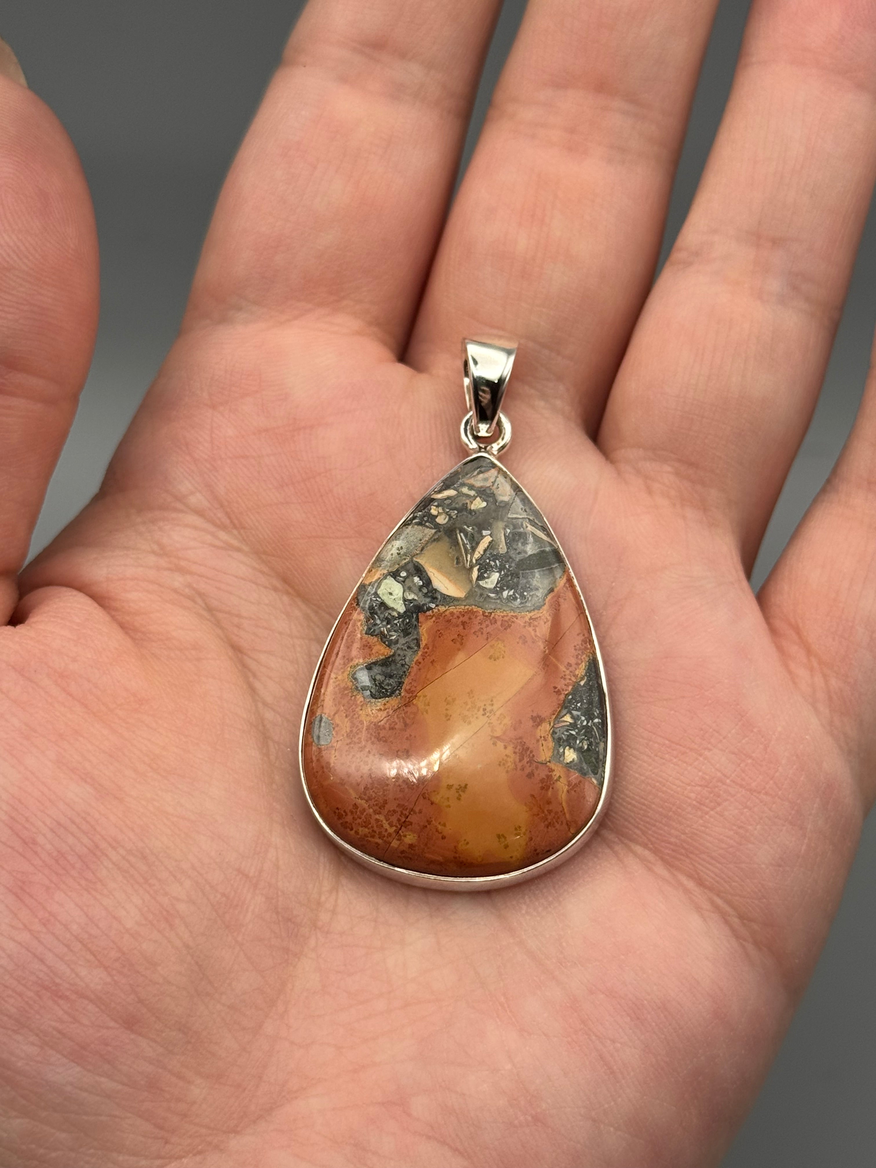 •MALIGANO JASPER - TEAR• sterling silver pendant