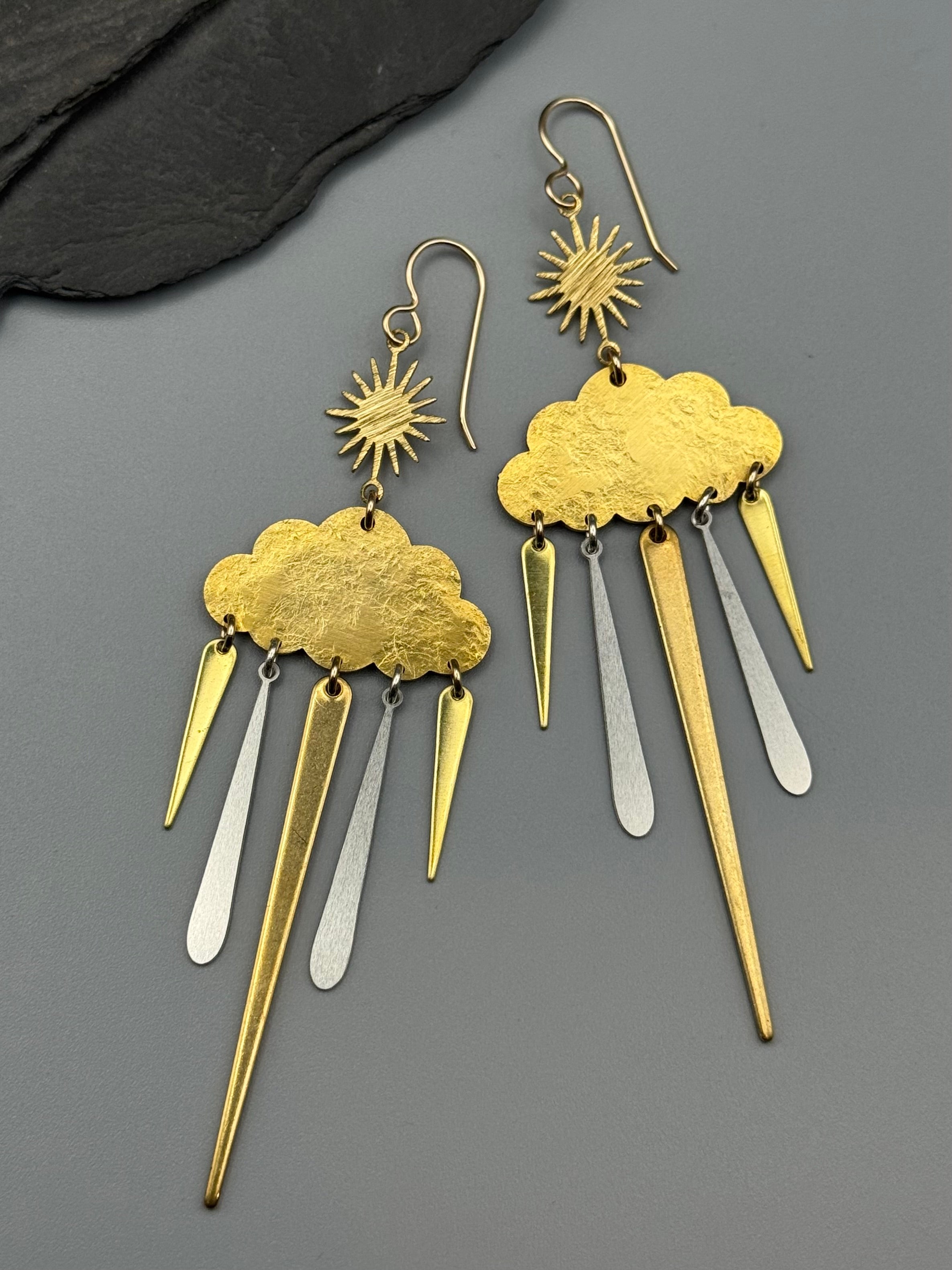 •SUN STORM• mixed metal dangle earrings