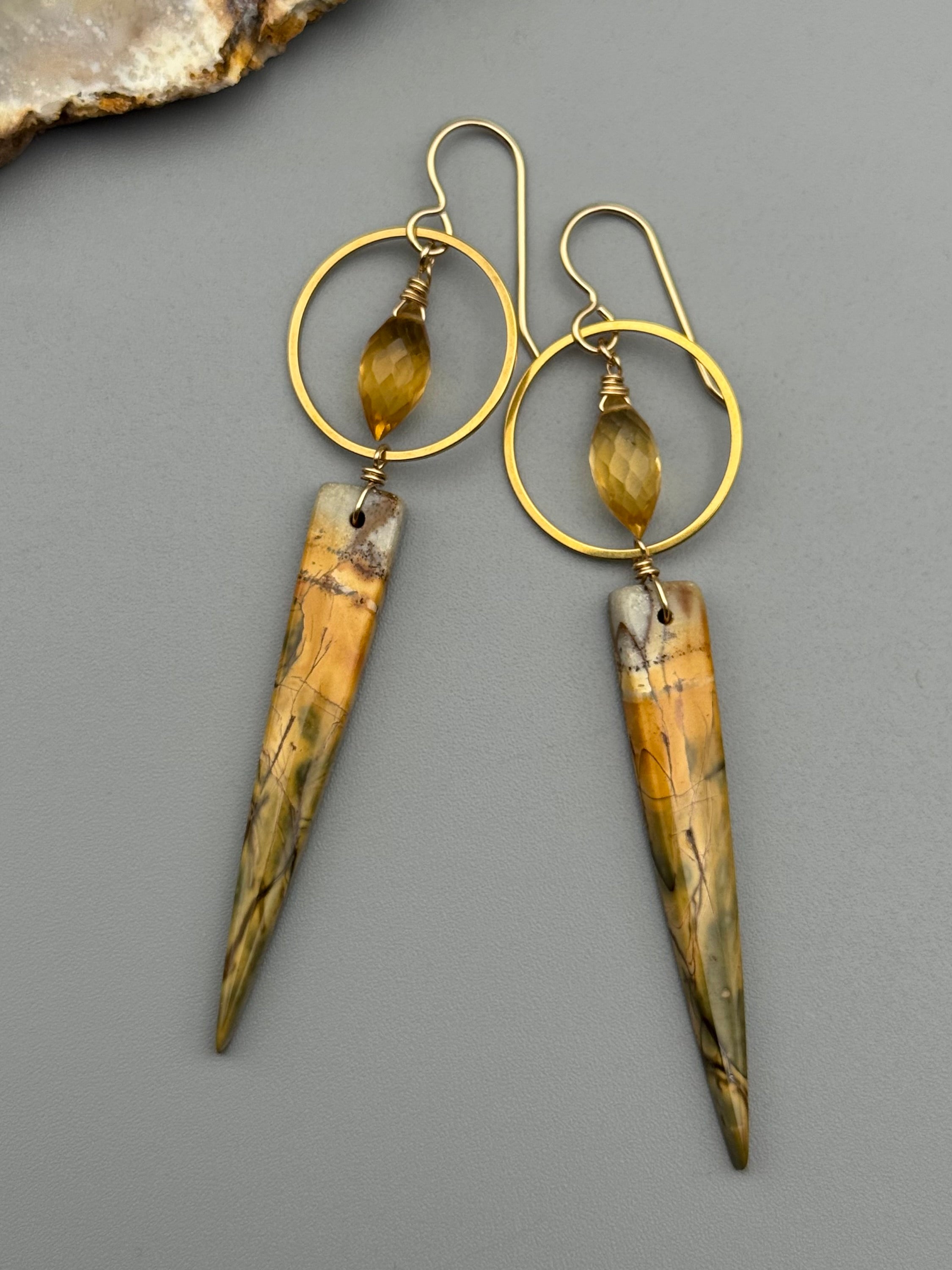 •LUNA• citrine + red creek jasper gold earrings