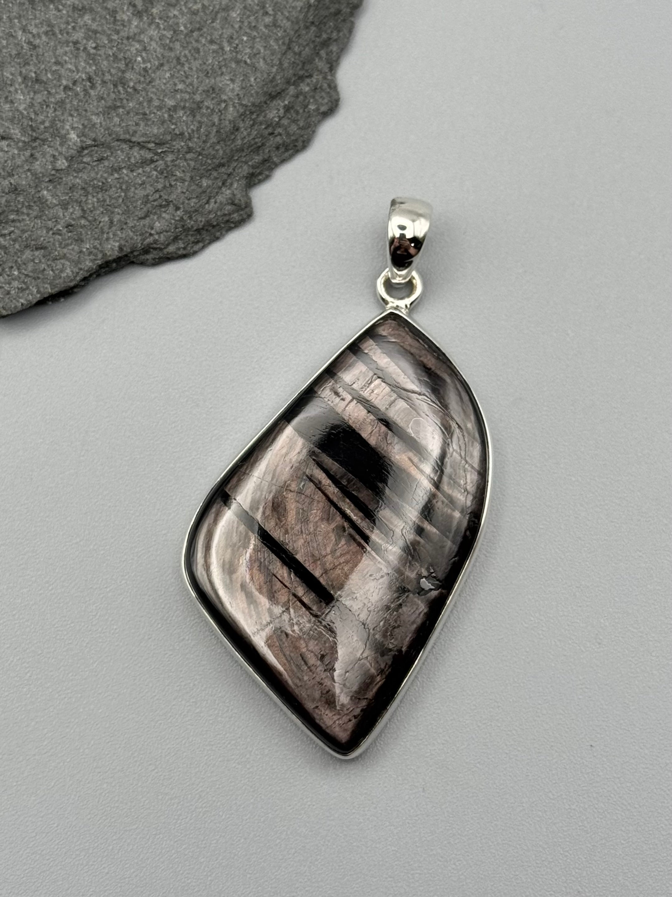 •HYPERSTHENE - FREEFORM• sterling silver pendant