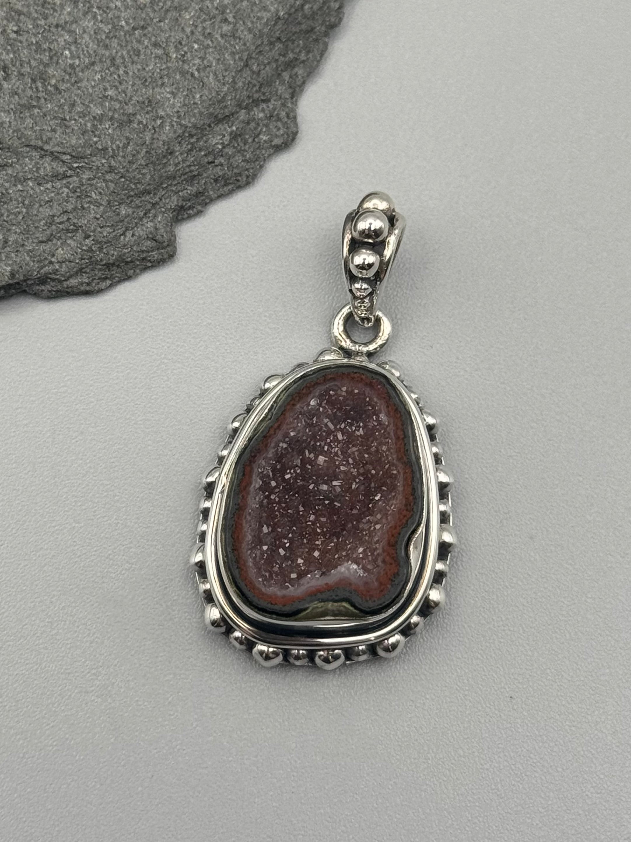•COCONUT DRUZY - DOTTED FREEFORM 2• sterling silver pendant