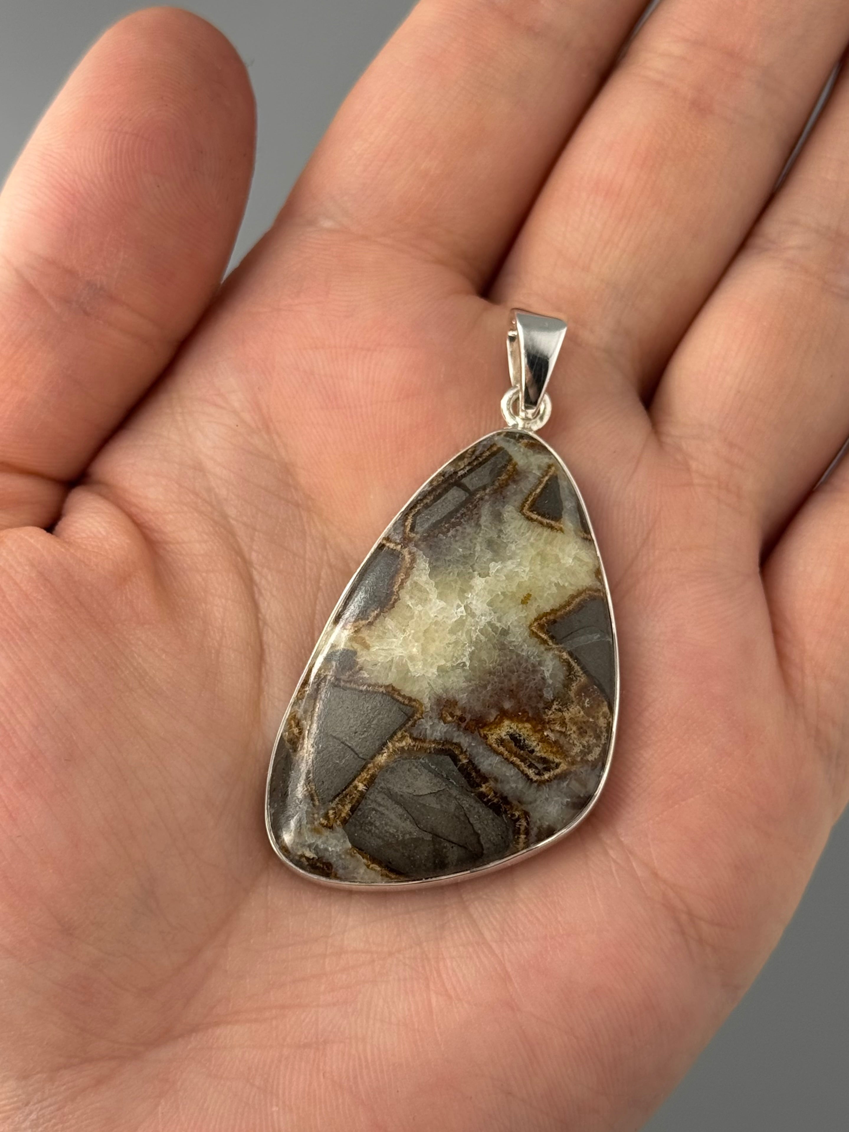 •SEPTARIAN NODULE - FREEFORM• sterling silver pendant