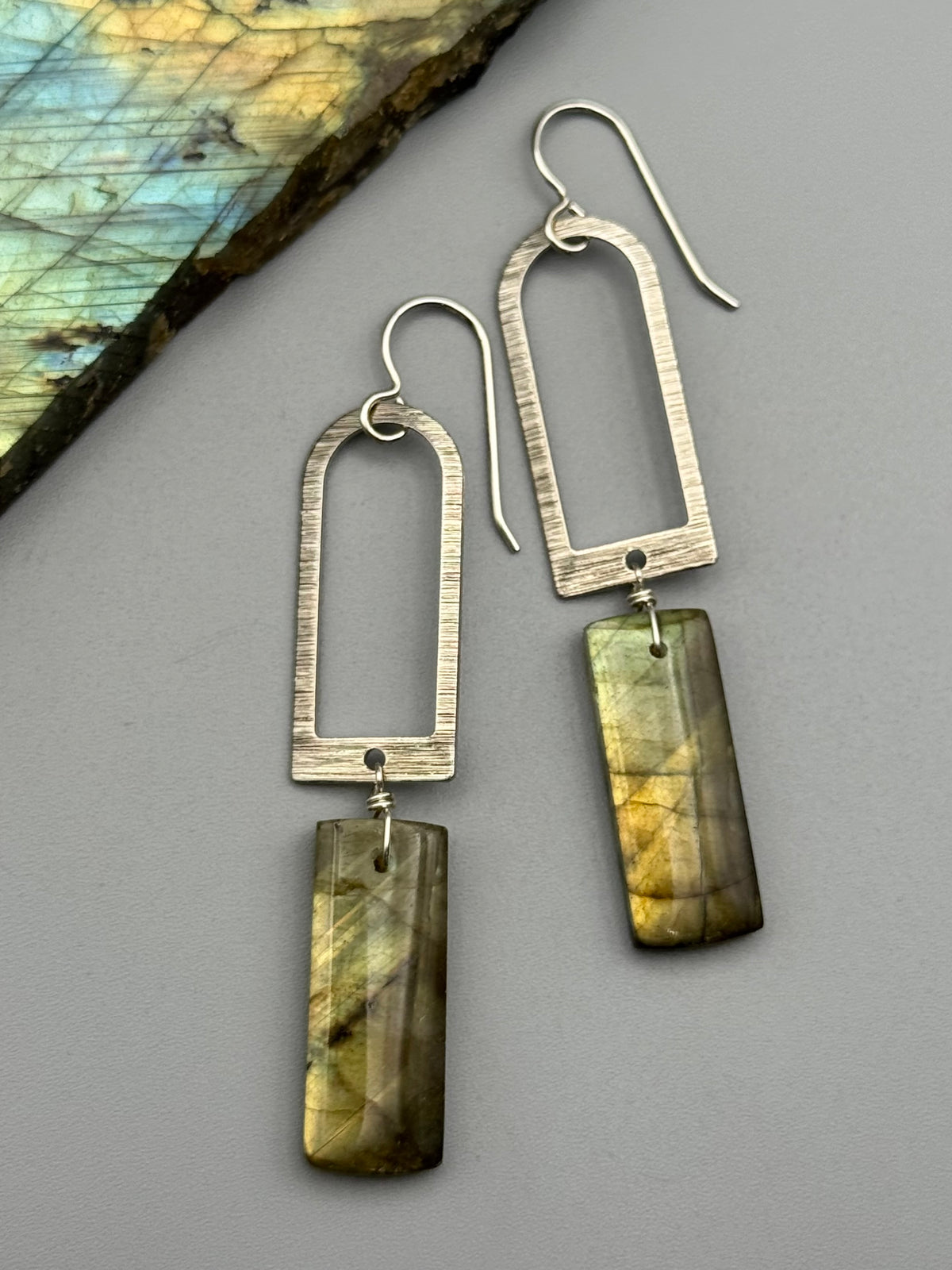 •PORTAL• golden labradorite + silver earrings