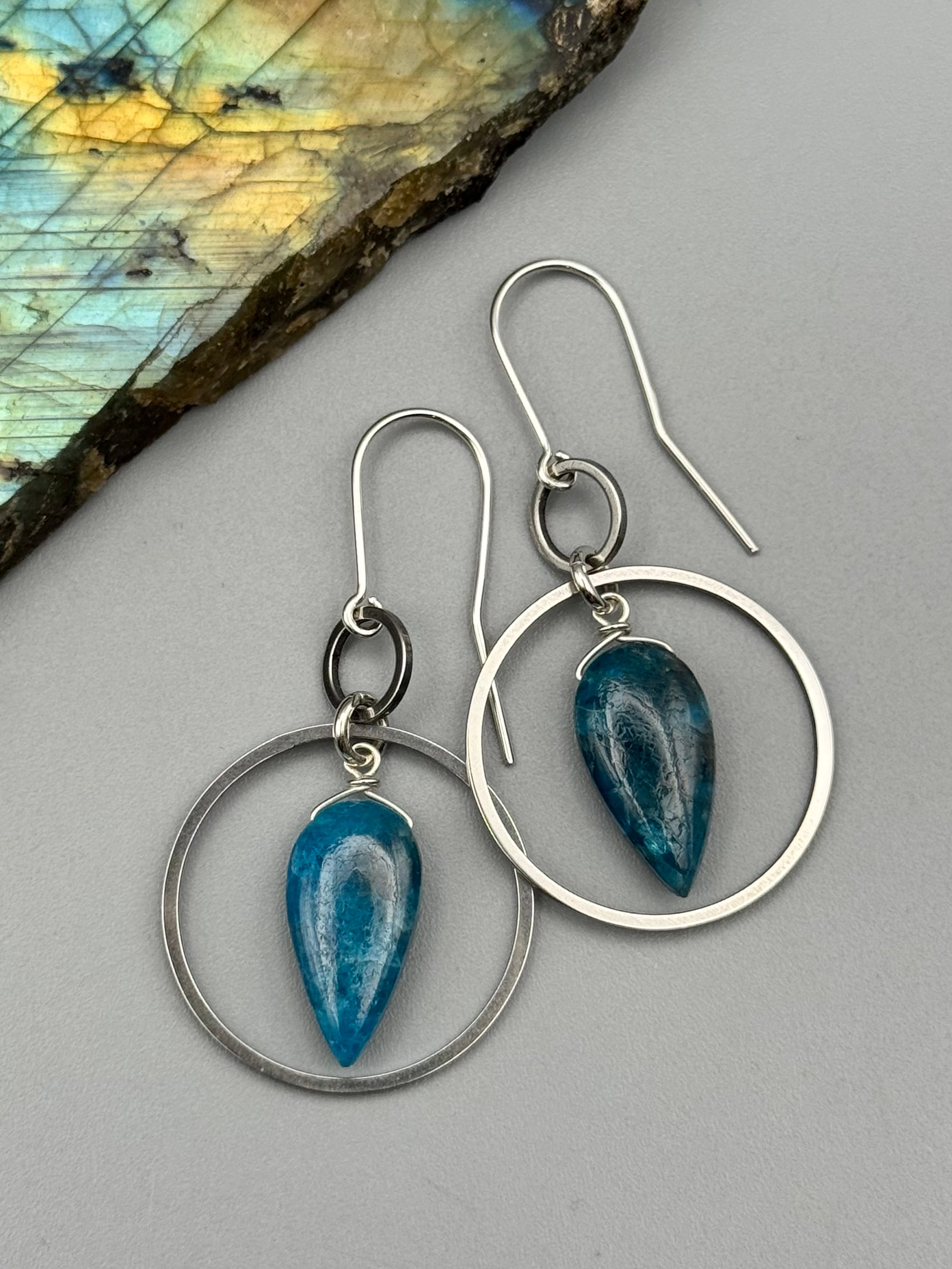 •EQUA-LUNA• blue apatite + silver earrings