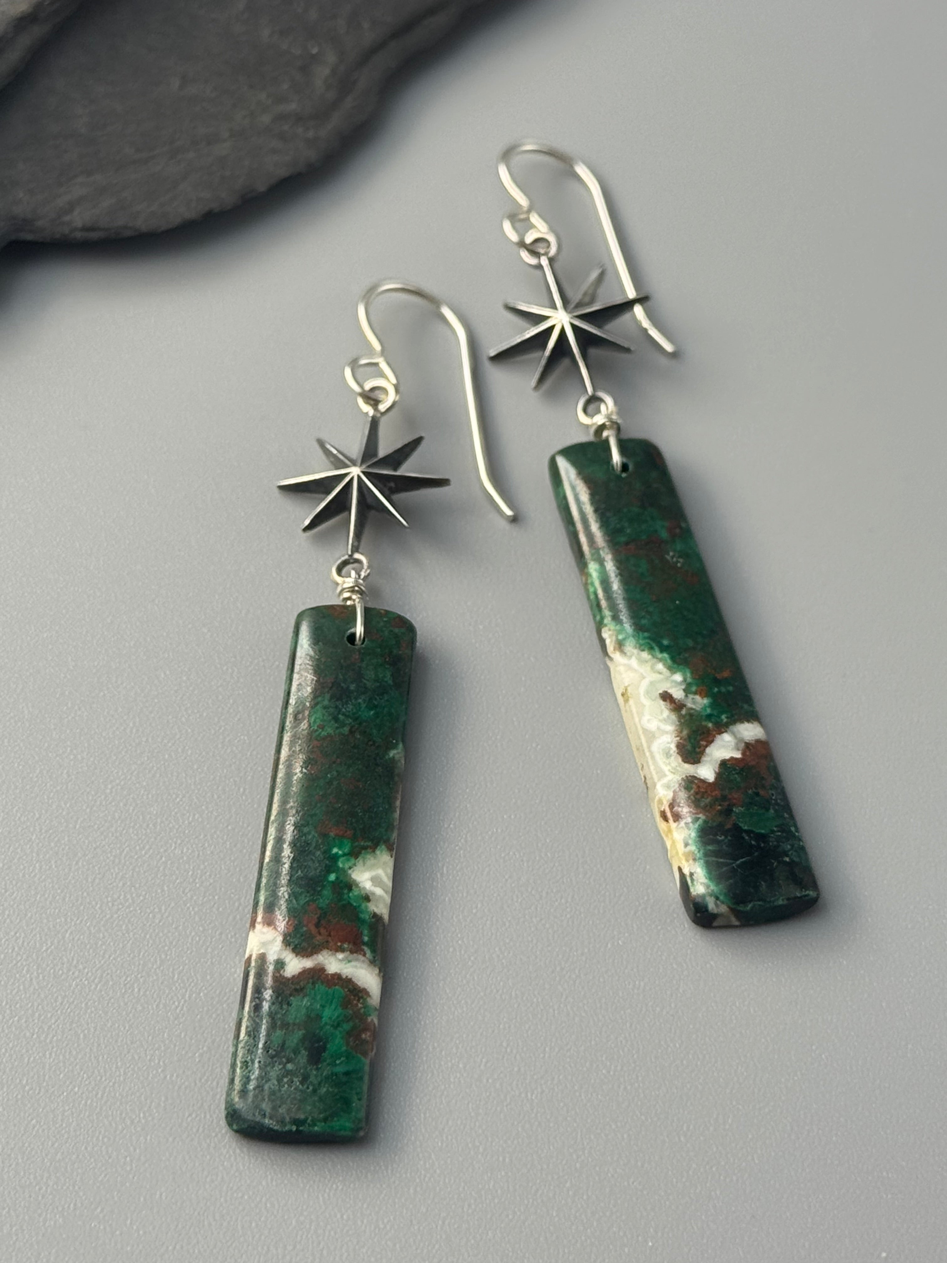 •STAR GAZE• congolese malachite + silver earrings