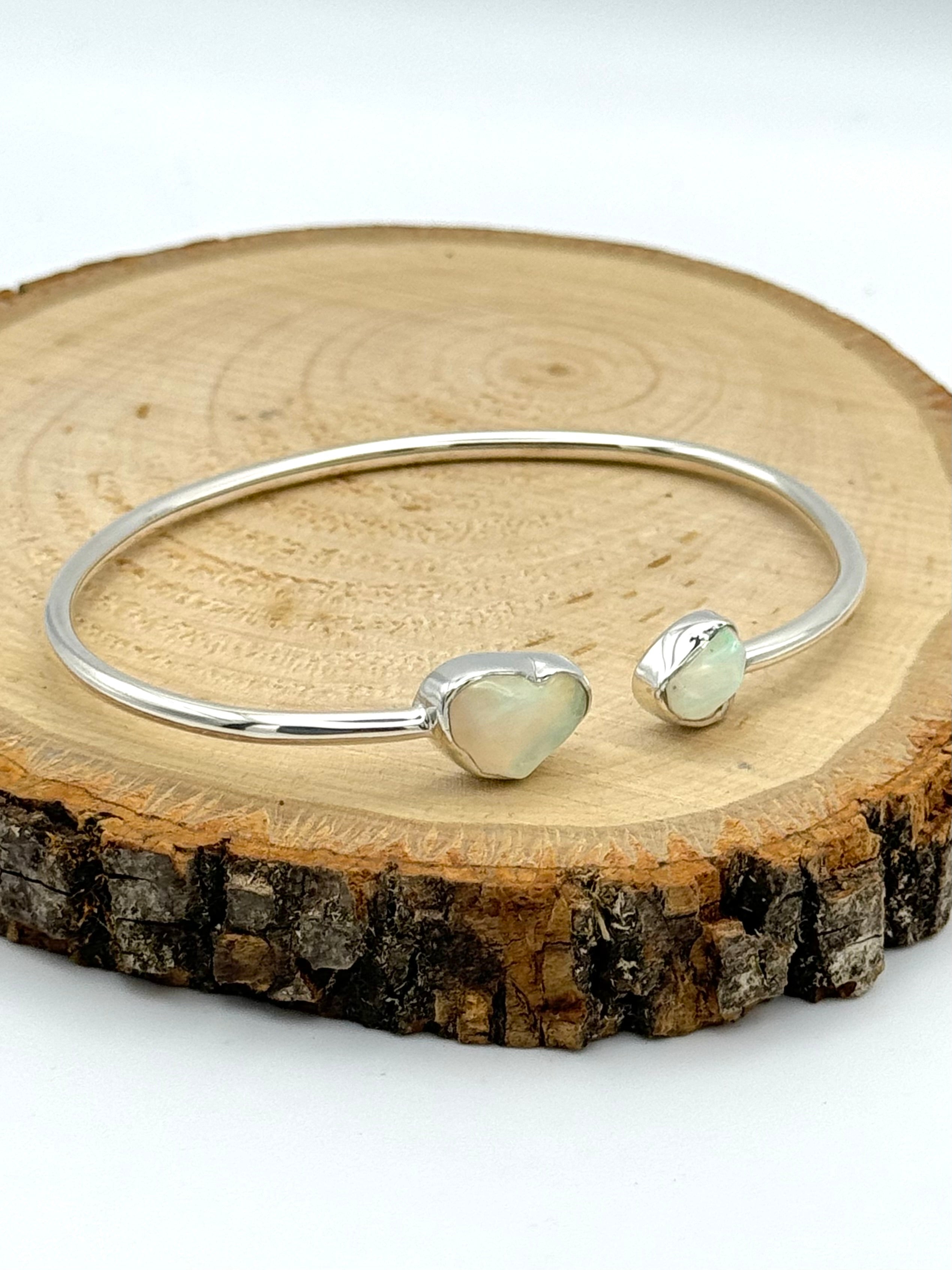 •ORGANIC FREEFORMS• ethiopian opal + silver twist-on cuff bracelet