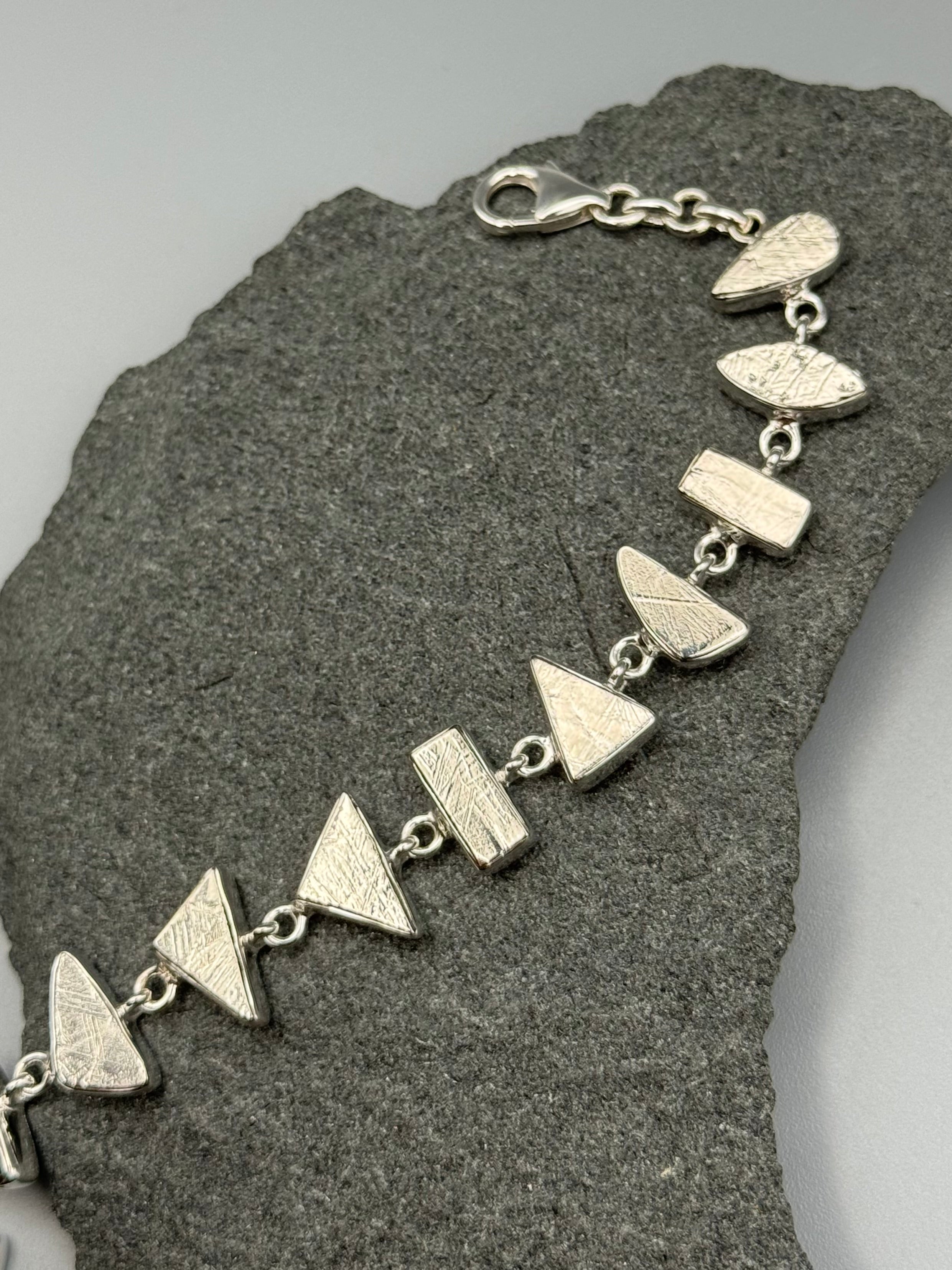 •METEORITE - GEO MIX• linked silver bracelet (7.25" - 9")
