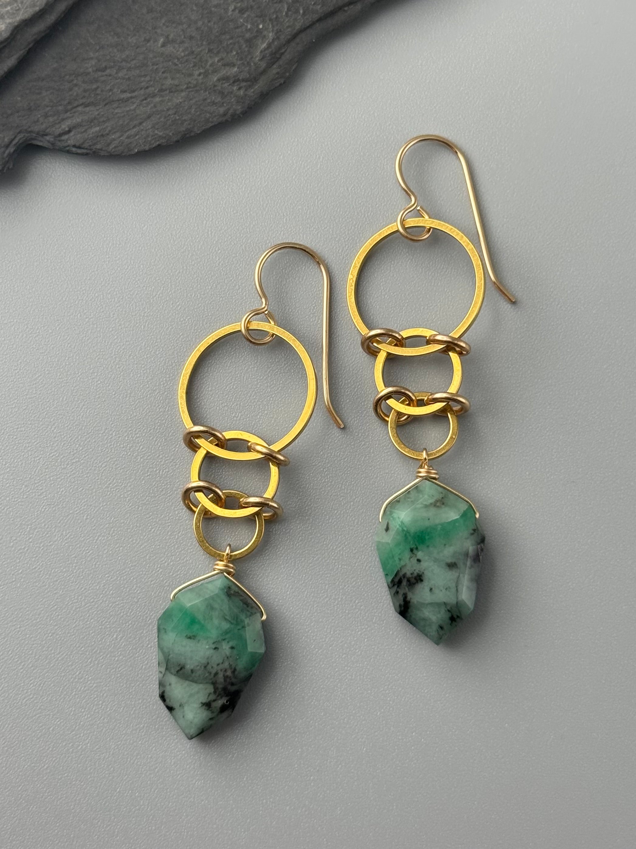 •EOWYN• emerald + gold earrings