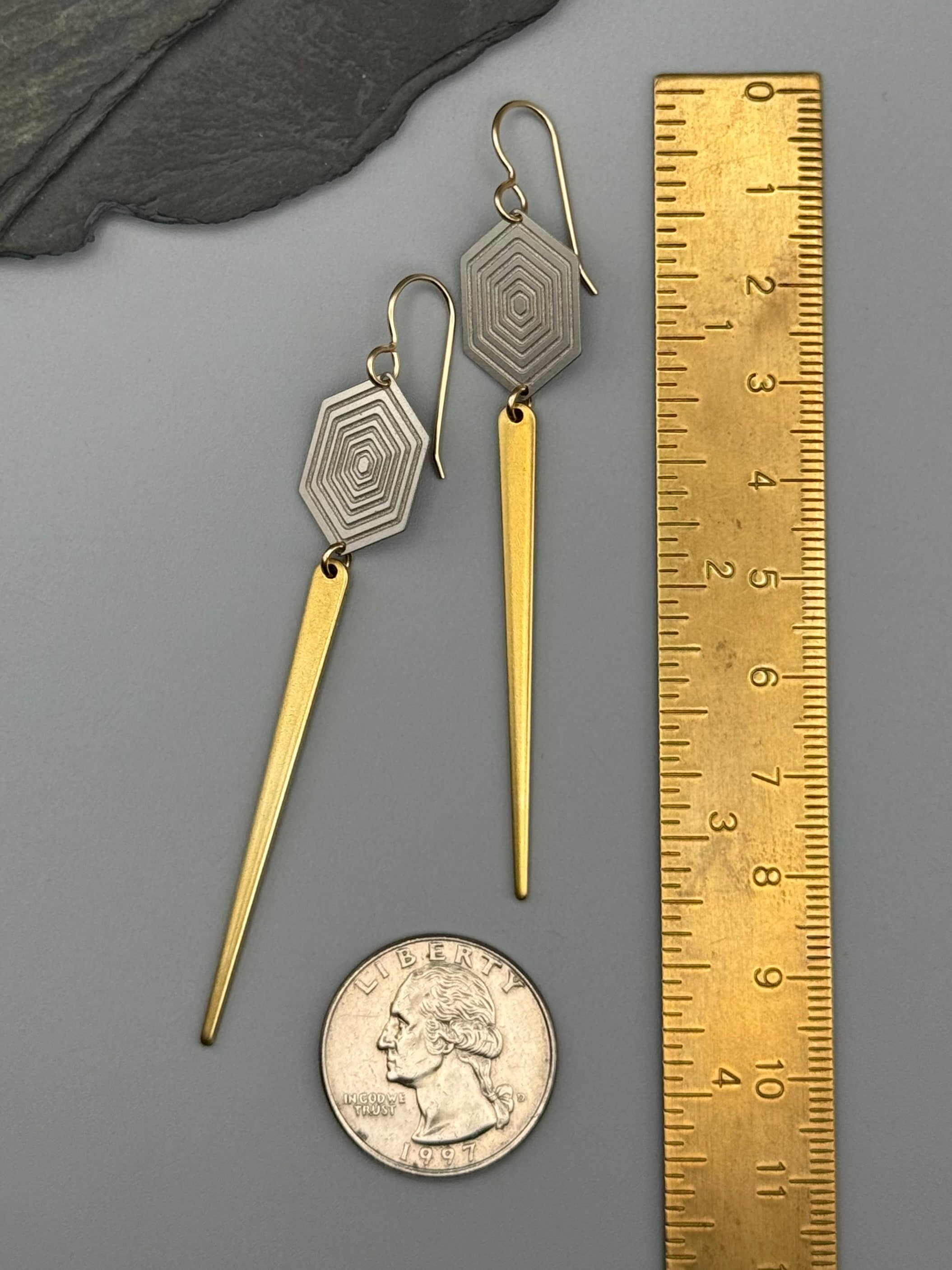 •HEX DAGGERS• mixed metal dangle earrings