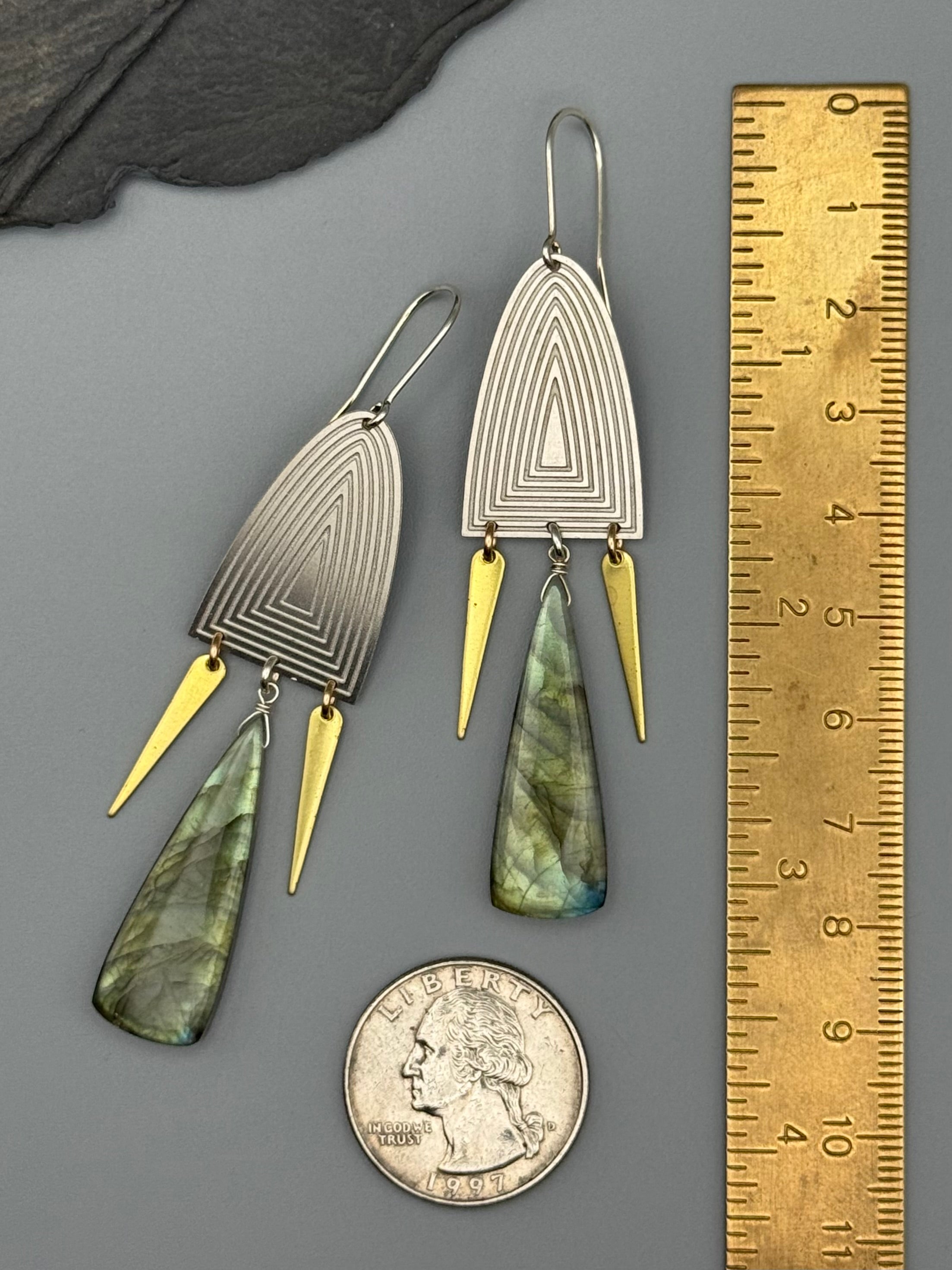 •PORTAL DANCE• labradorite + mixed metal earrings