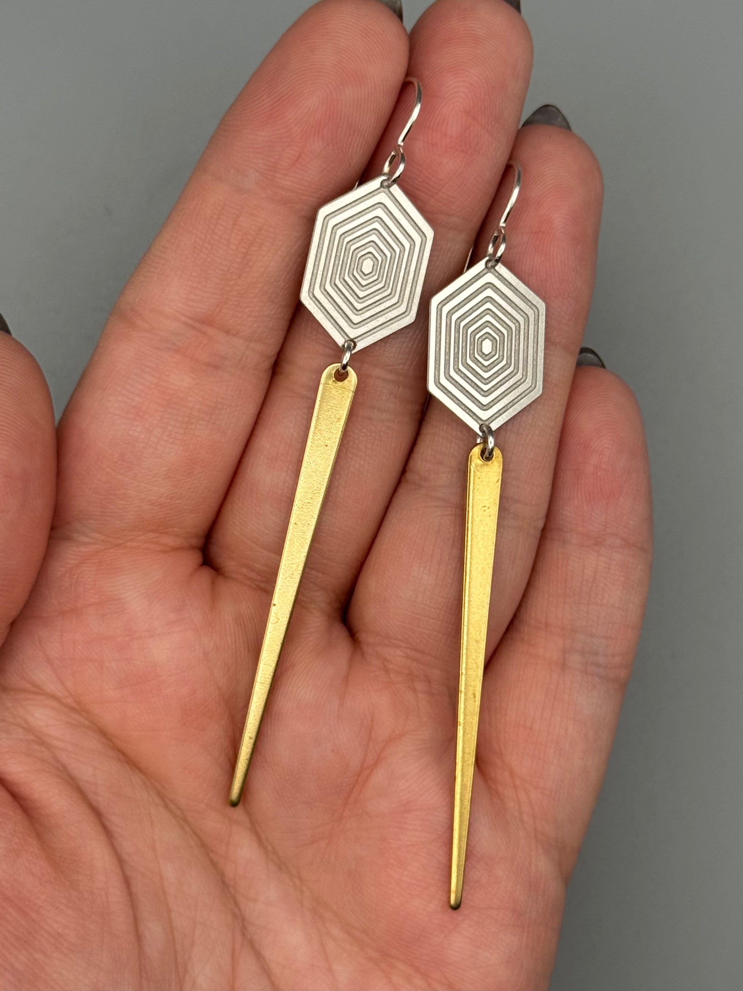 •HEX DAGGERS• mixed metal dangle earrings