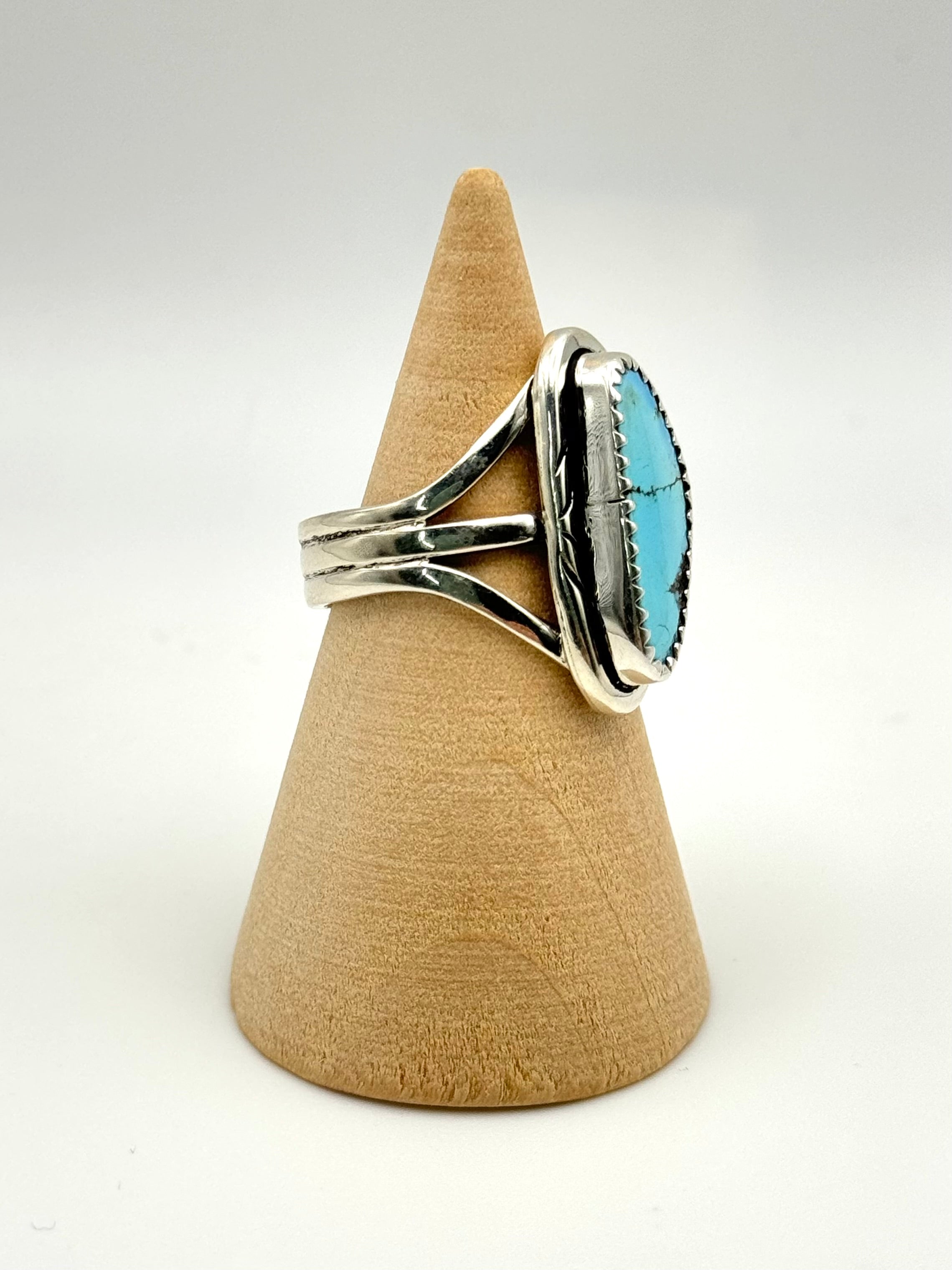 •GOLDEN HILL TURQUOISE• Navajo silver ring (size 7.25)