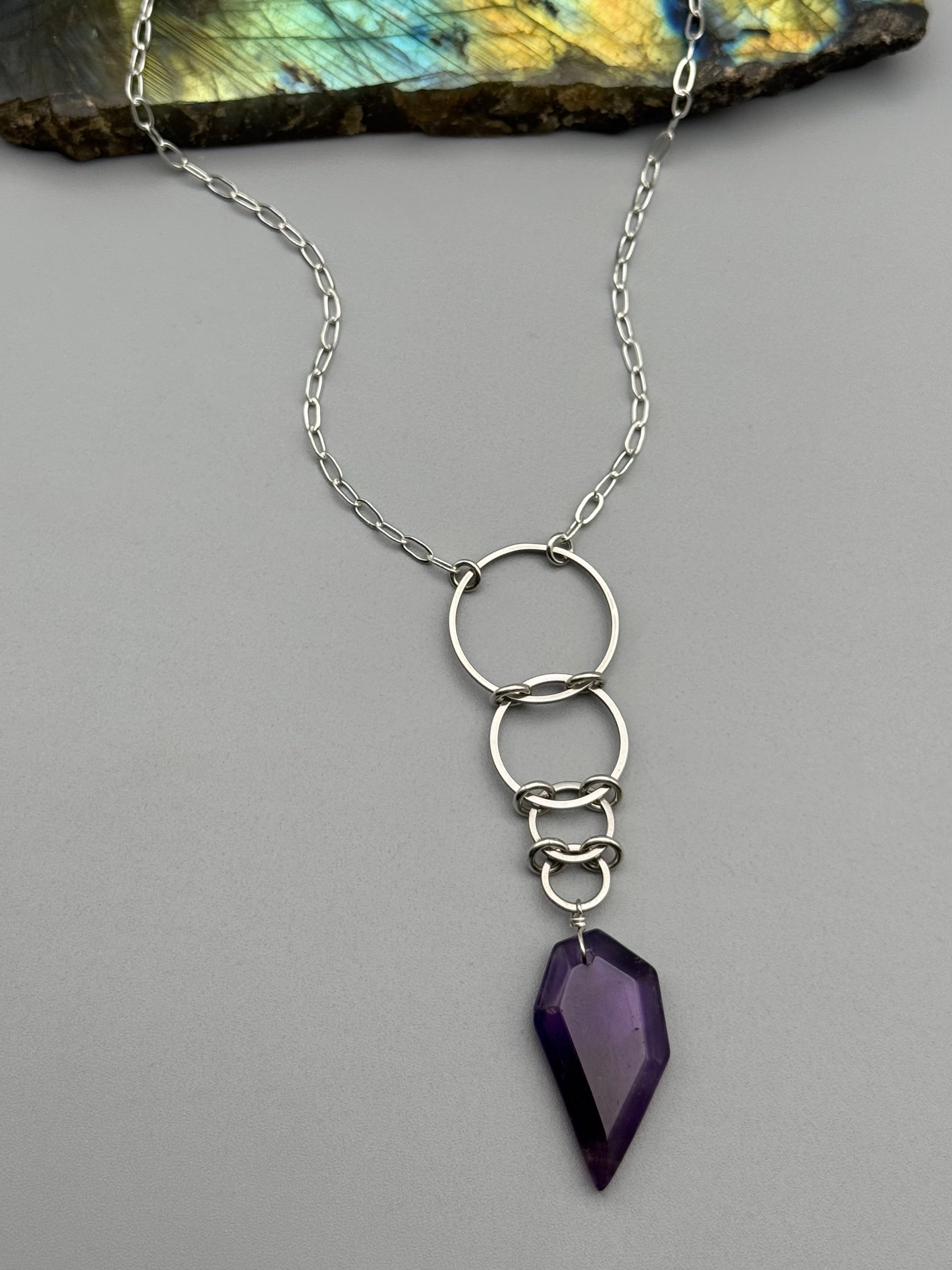 •EOWYN• amethyst + silver necklace (26"-28" long)