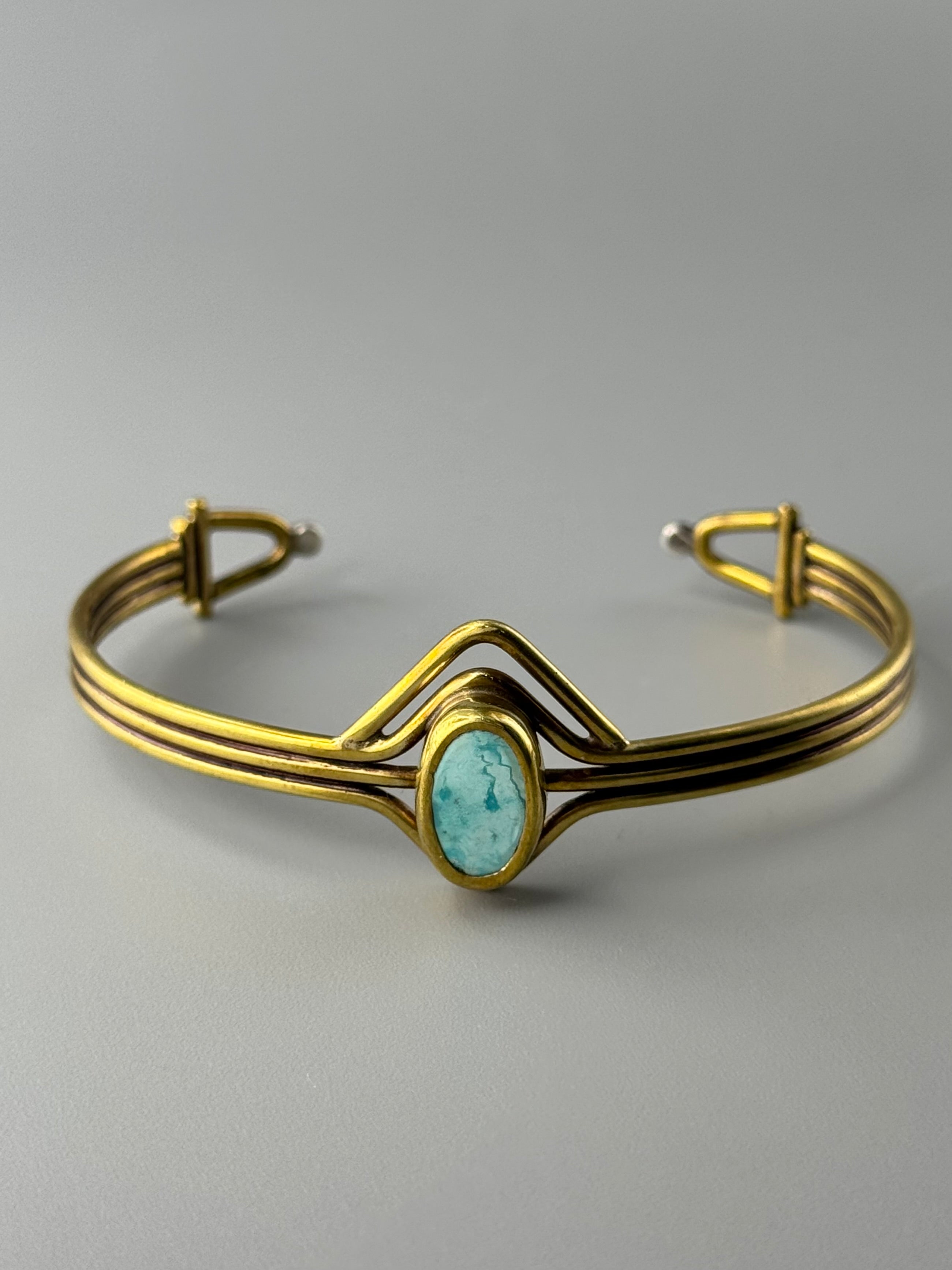 •NEVADA SKYLINE TURQUOISE• brass cuff bracelet