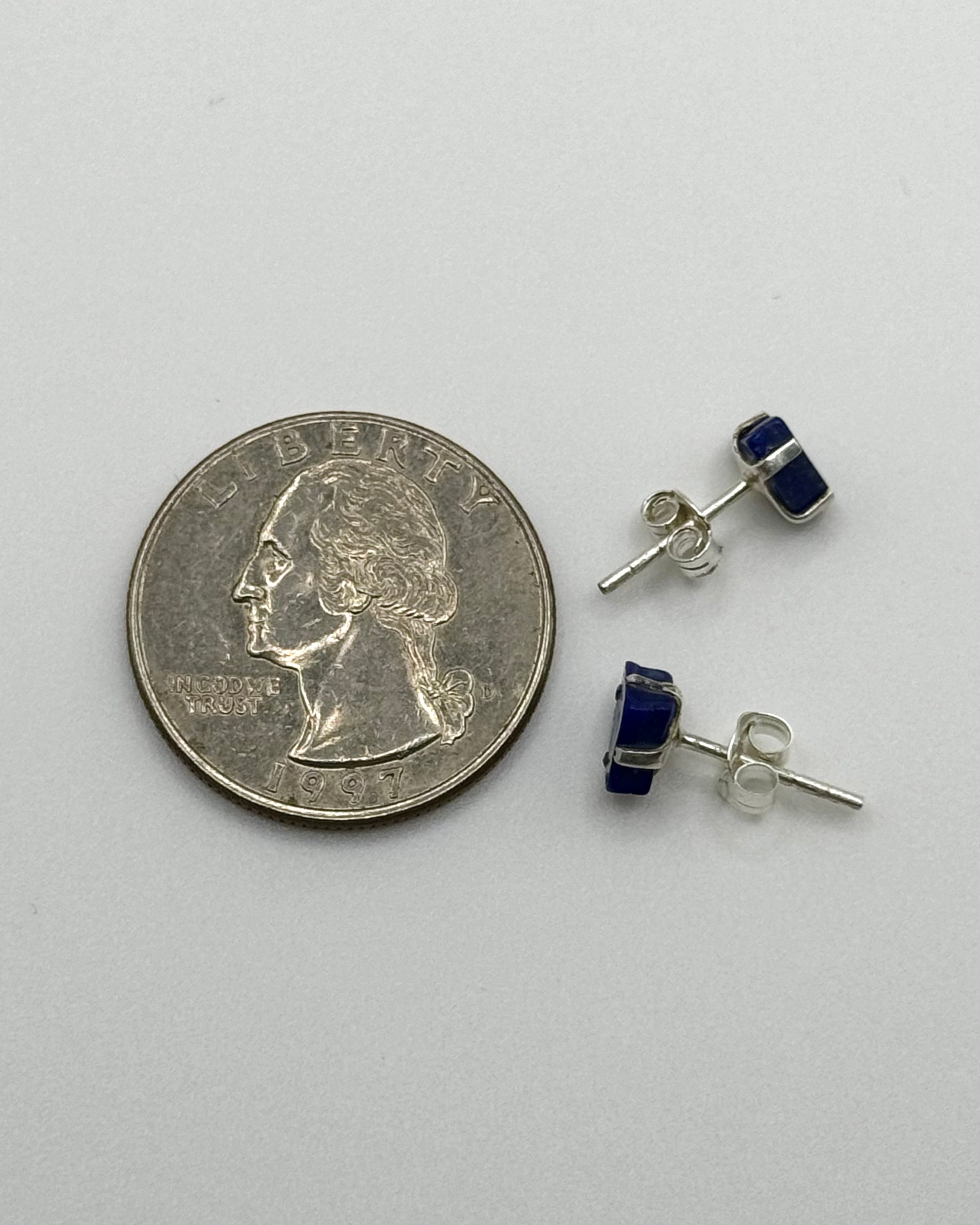 •LAPIS LAZULI• silver prong set stud earrings