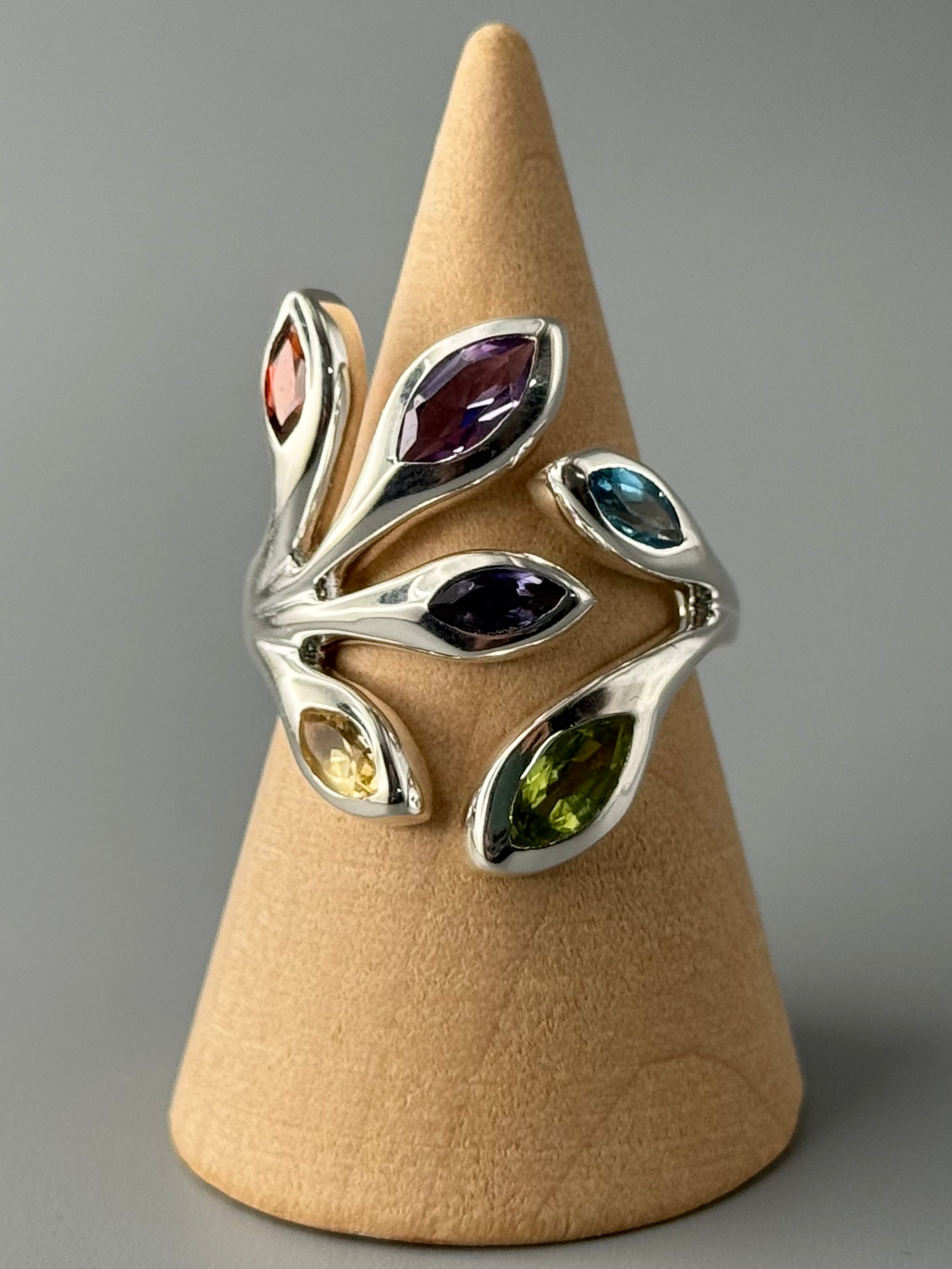 •MULTI STONE - LÓRIEN• adjustable silver ring (various sizes)