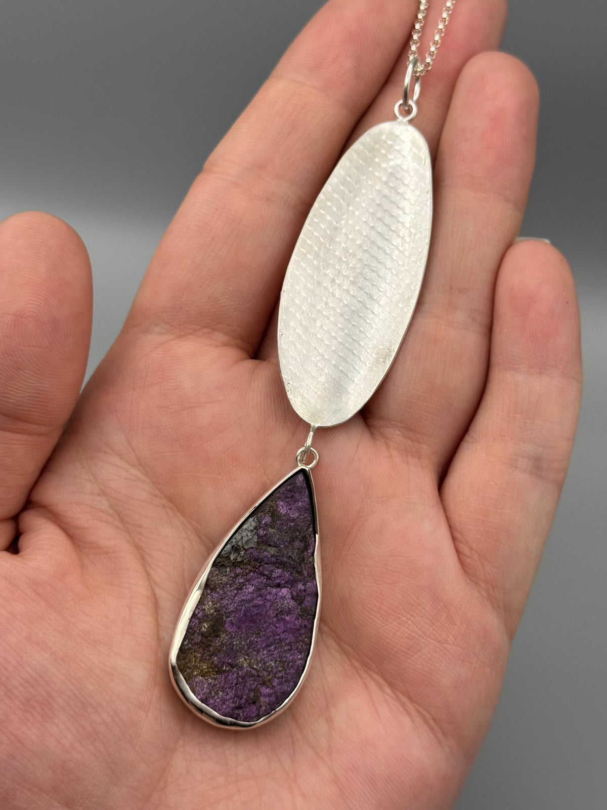 •GROVE• purpurite + silver necklace (24" long)