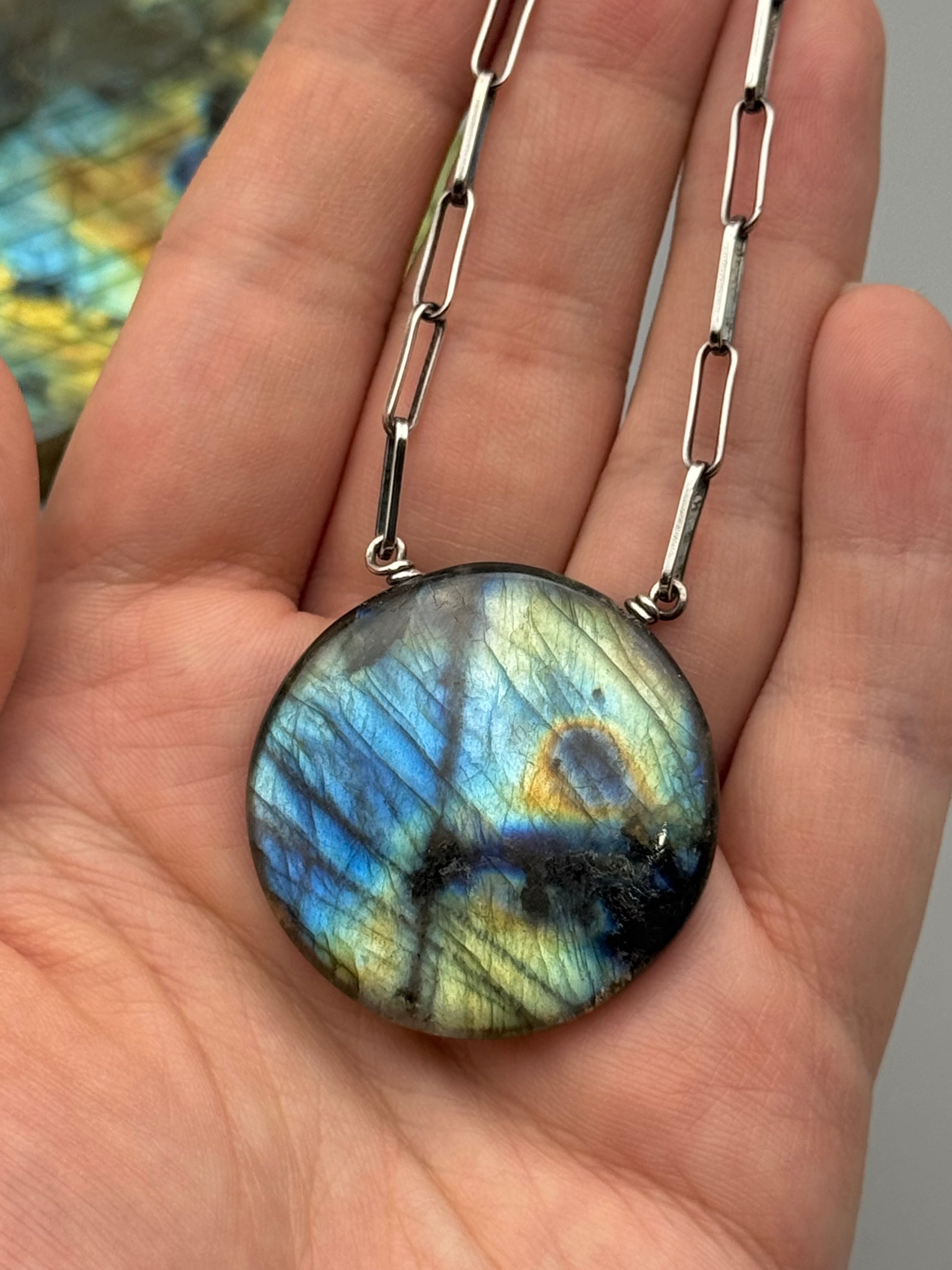 •AEON• labradorite + silver necklace (18"-20" long)