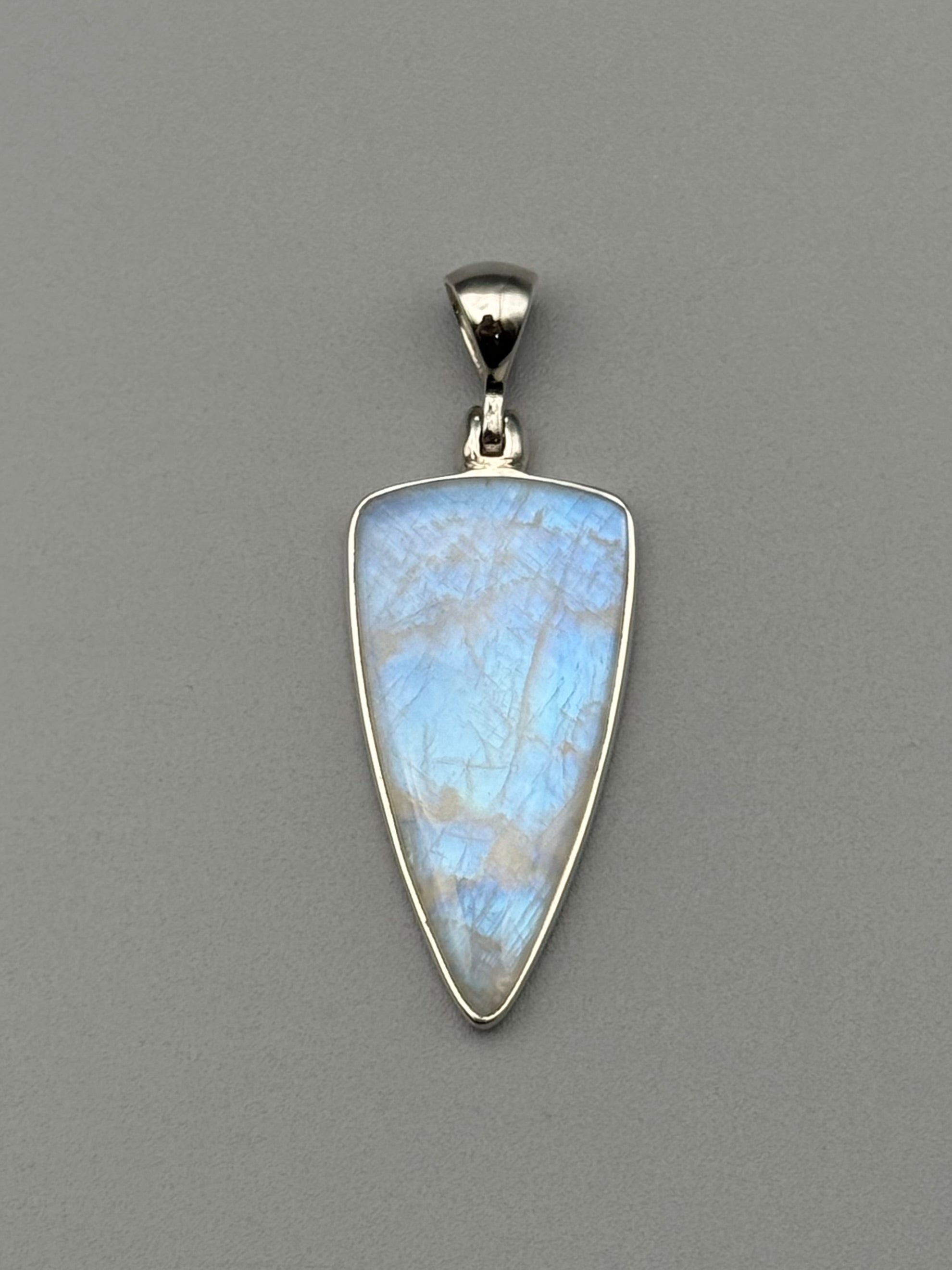 •RAINBOW MOONSTONE - SIMPLE FANG• sterling silver pendant