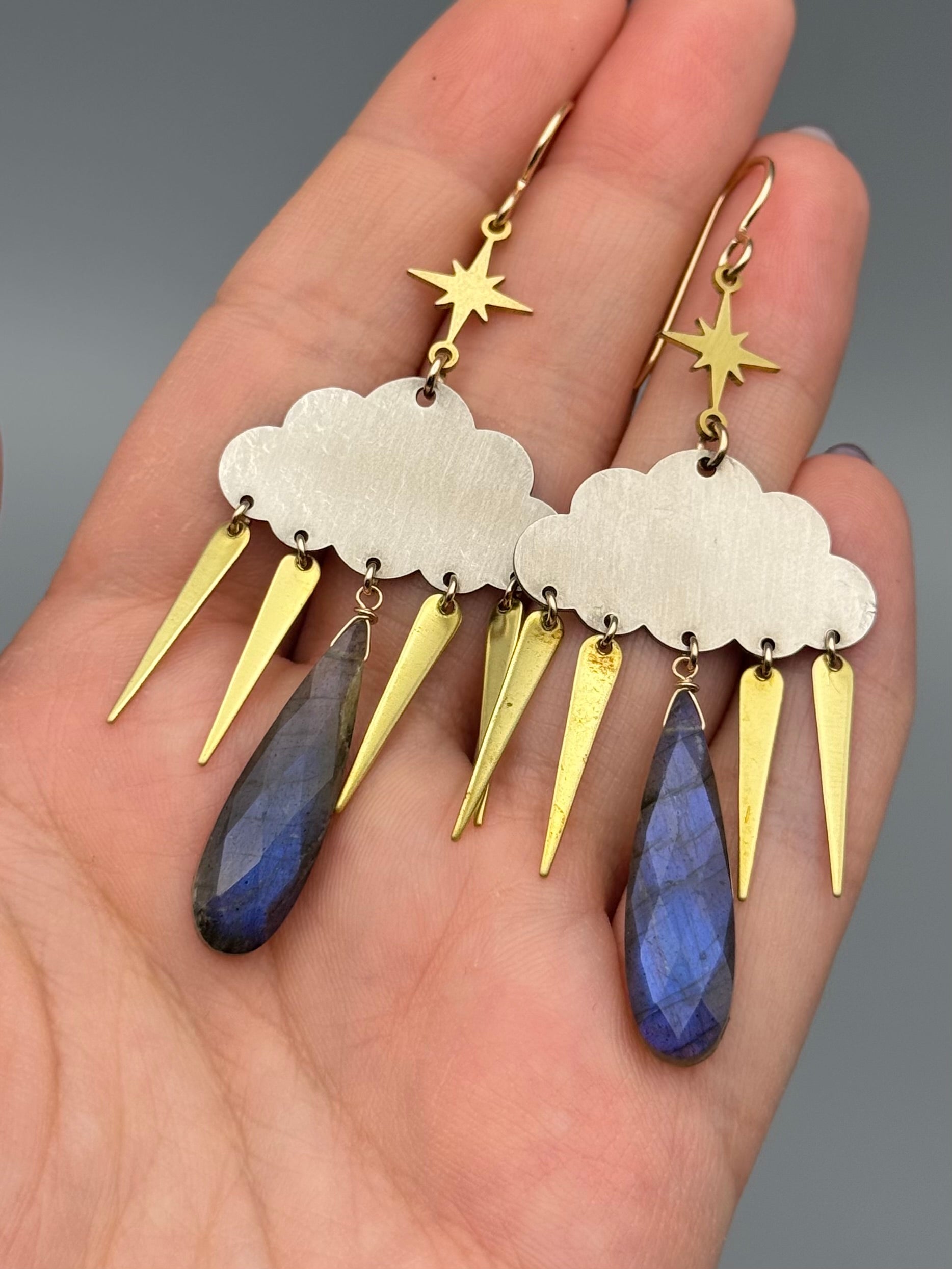 •STORMY• labradorite + mixed metal earrings
