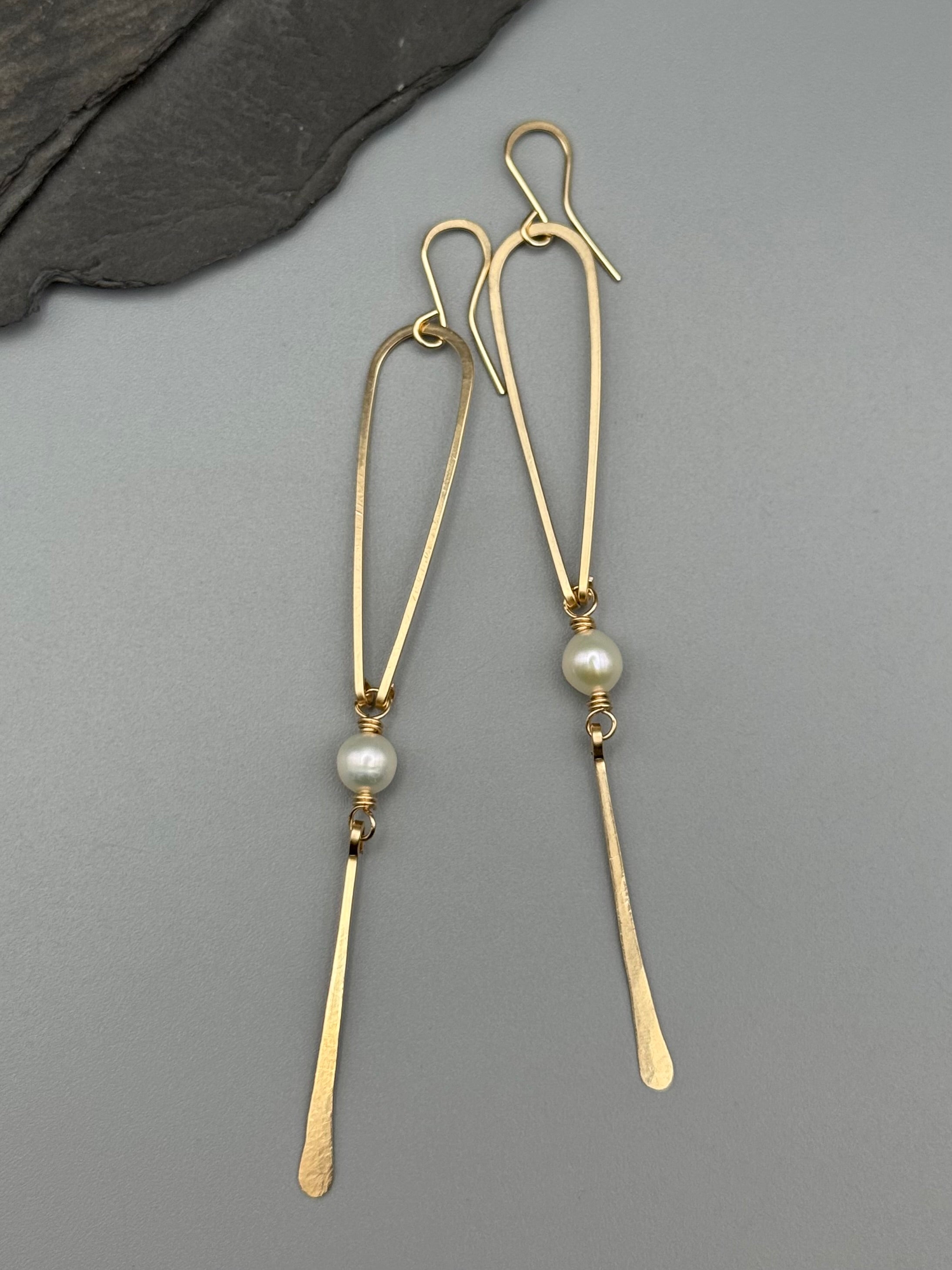 •DRIP• pearl + gold dangle earrings