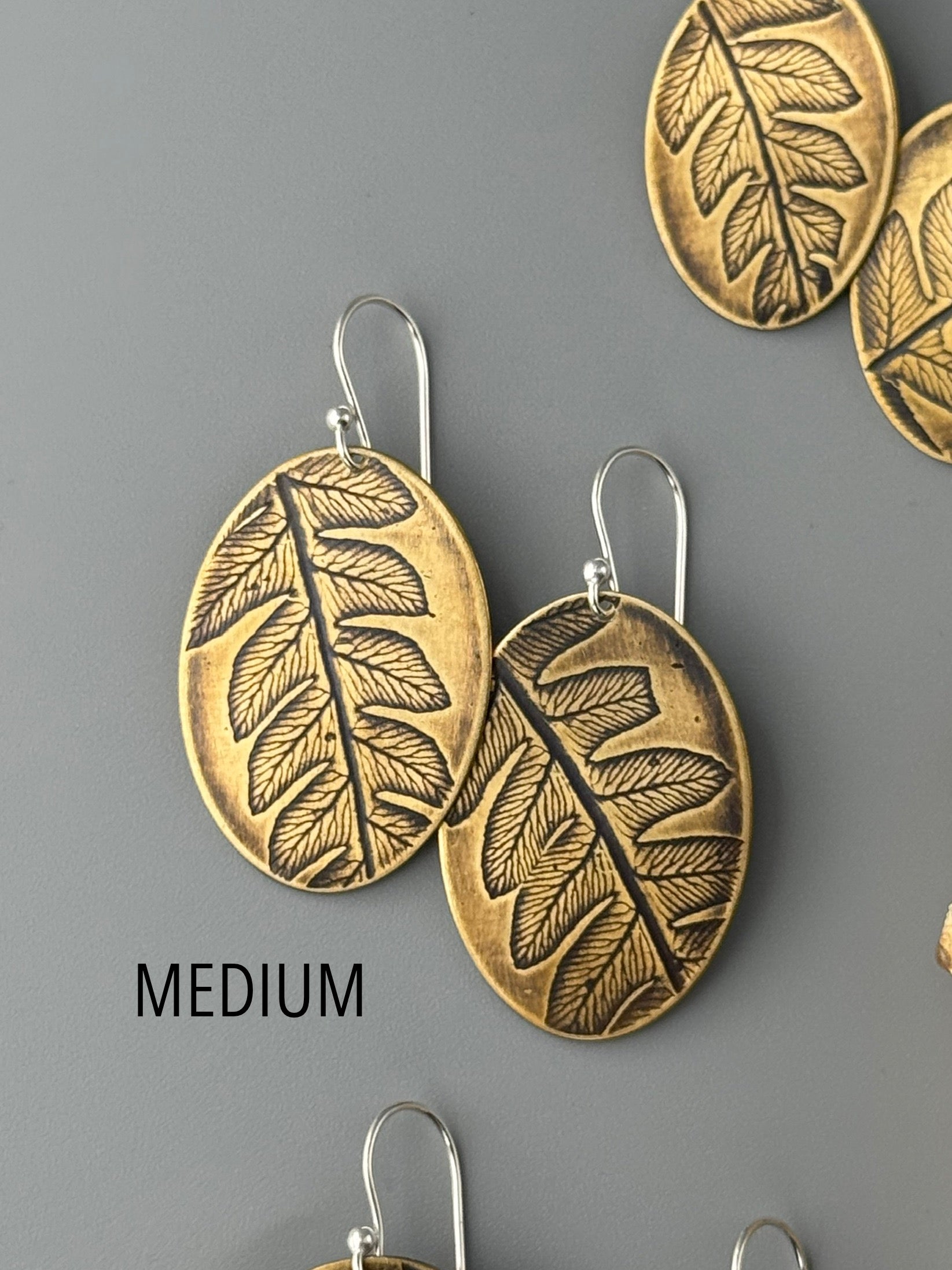 •FERN OVOID• mixed metal dangle earrings