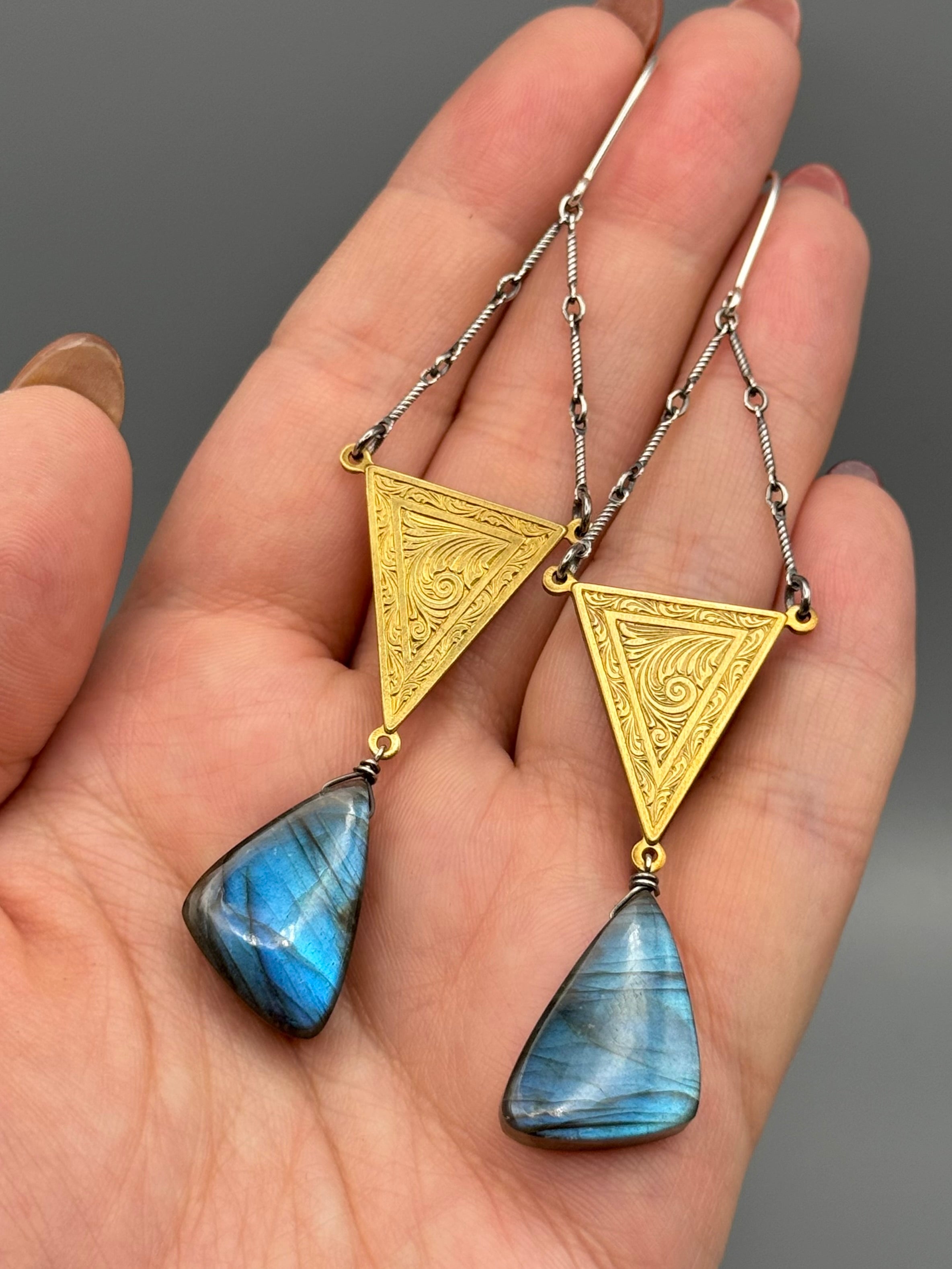 •LAVINIA• labradorite wing + mixed metal earrings
